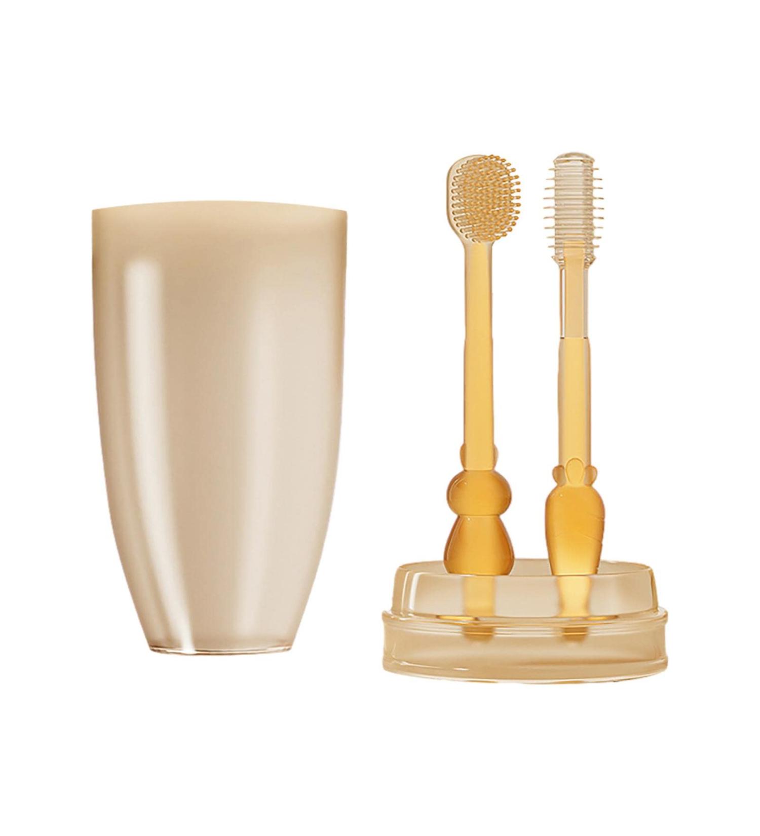 Baby Toothbrush Set Toddler Toothbrush Soft Silicone Brush Head Milk Teeth Toothbrush 12 Months and up Manual Training Tooth Brush for Babies Kids Children Rhinoon - Buy Online on GoSupps.com