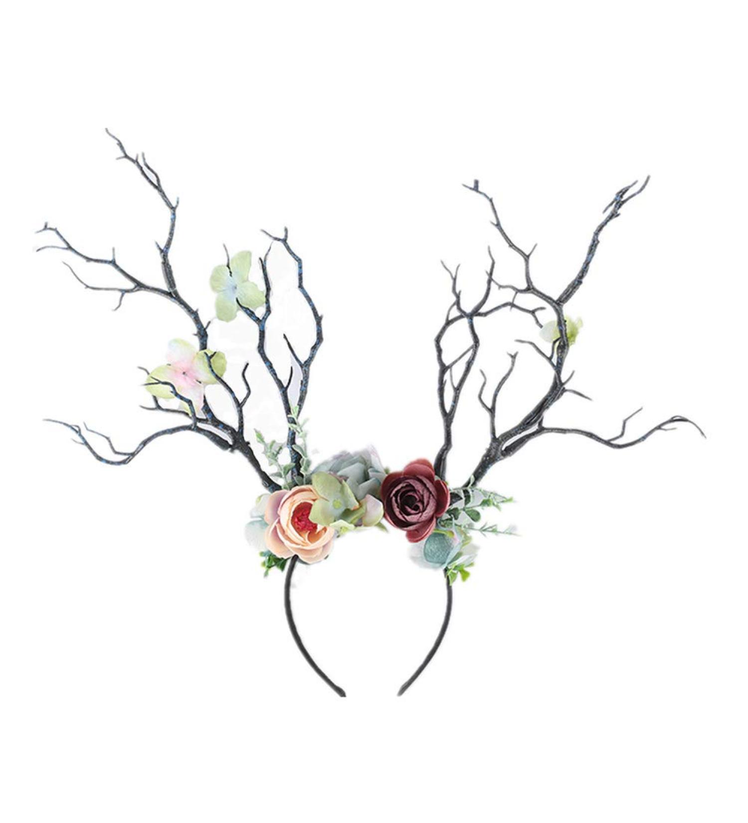 Chronstyle Christmas Elk Antlers Headband - Cute Floral Hair Hoop for Women & Girls | Perfect for Carnival Parties - Buy Online on GoSupps.com