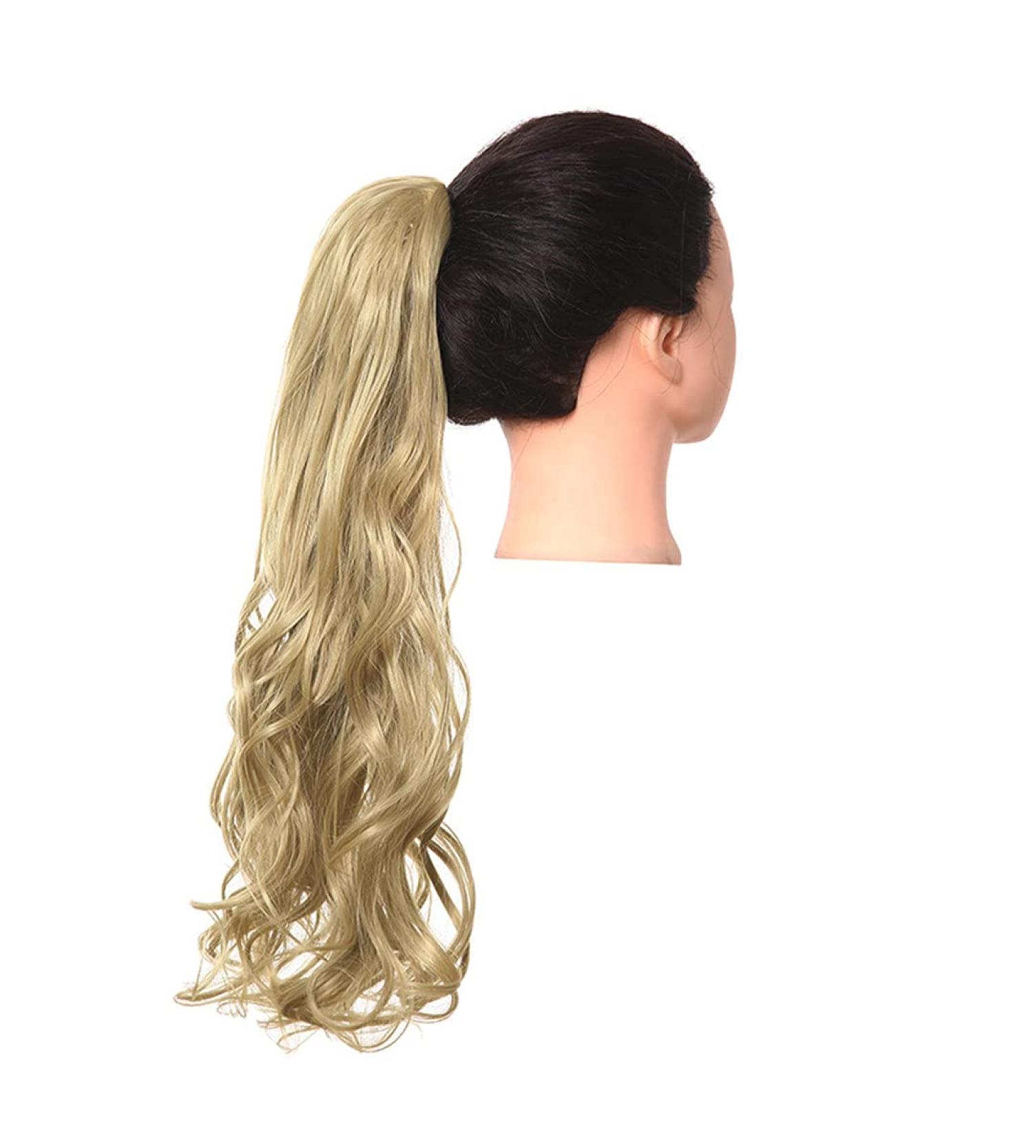 Shop Shadow Curly Hair Ponytail Extensions - Afro Long Clip-in Synthetic Wig | 26 Blonde Pink Wavy Hair Piece - Buy Online on GoSupps.com