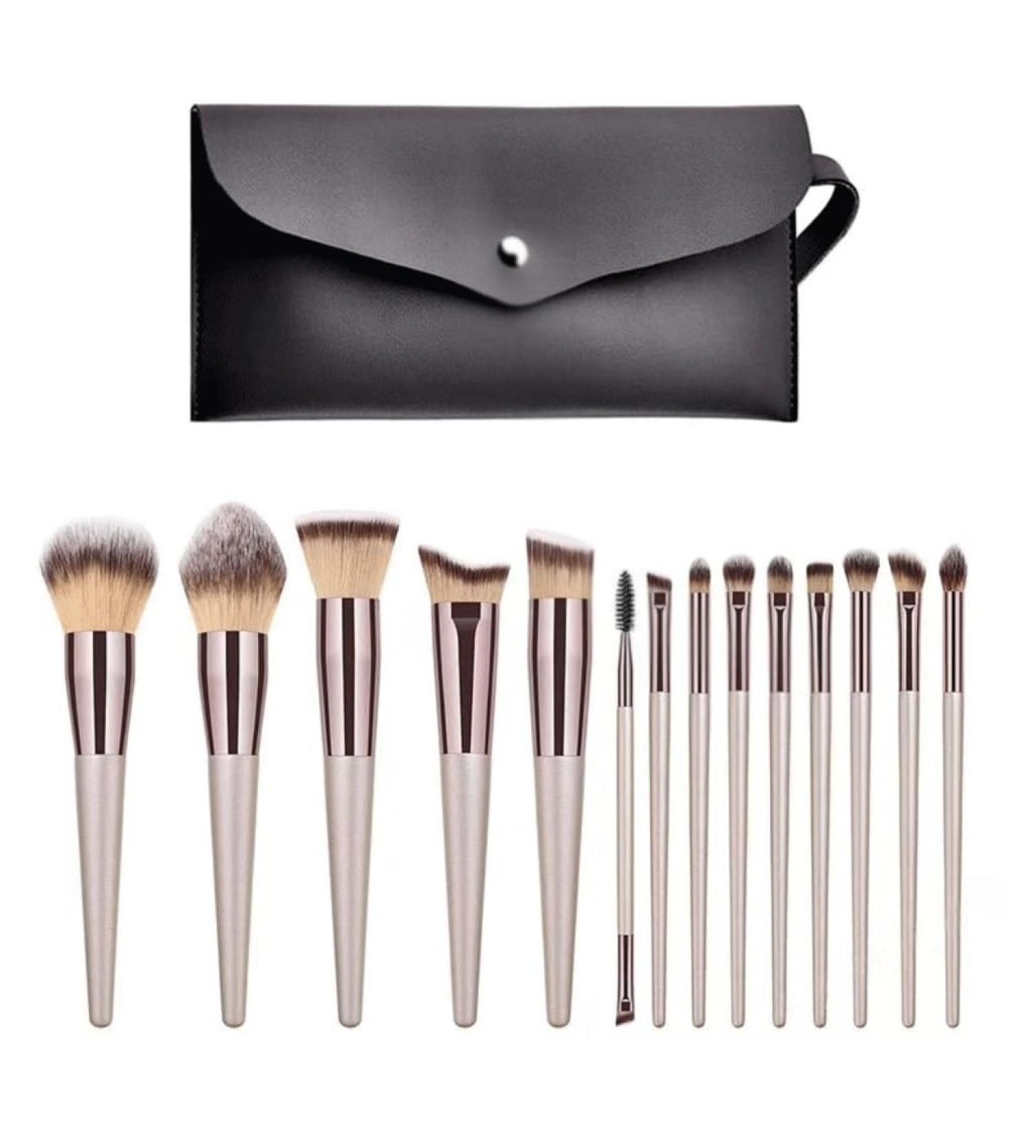 14-Piece Champagne Gold Makeup Brush Set - Powder & Eye Shadow Brushes for Makeup Artists - Buy Online on GoSupps.com