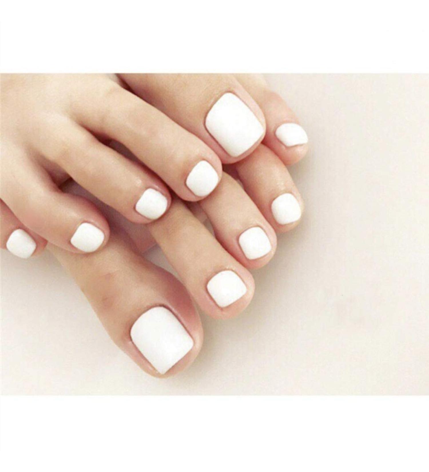 Yienate False Toe Nails - Chic Bridal White Full Cover Nail Tips - 24pcs Exquisite Fake Toenails - Buy Online on GoSupps.com
