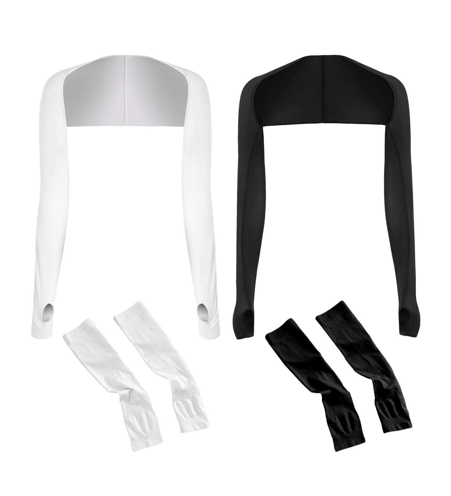 Memofynd Sunscreen Arm Sleeves - UV Protection for Outdoor Sports | Cooling Arm Gums (2-Piece Set in Black & White) - Buy Online on GoSupps.com