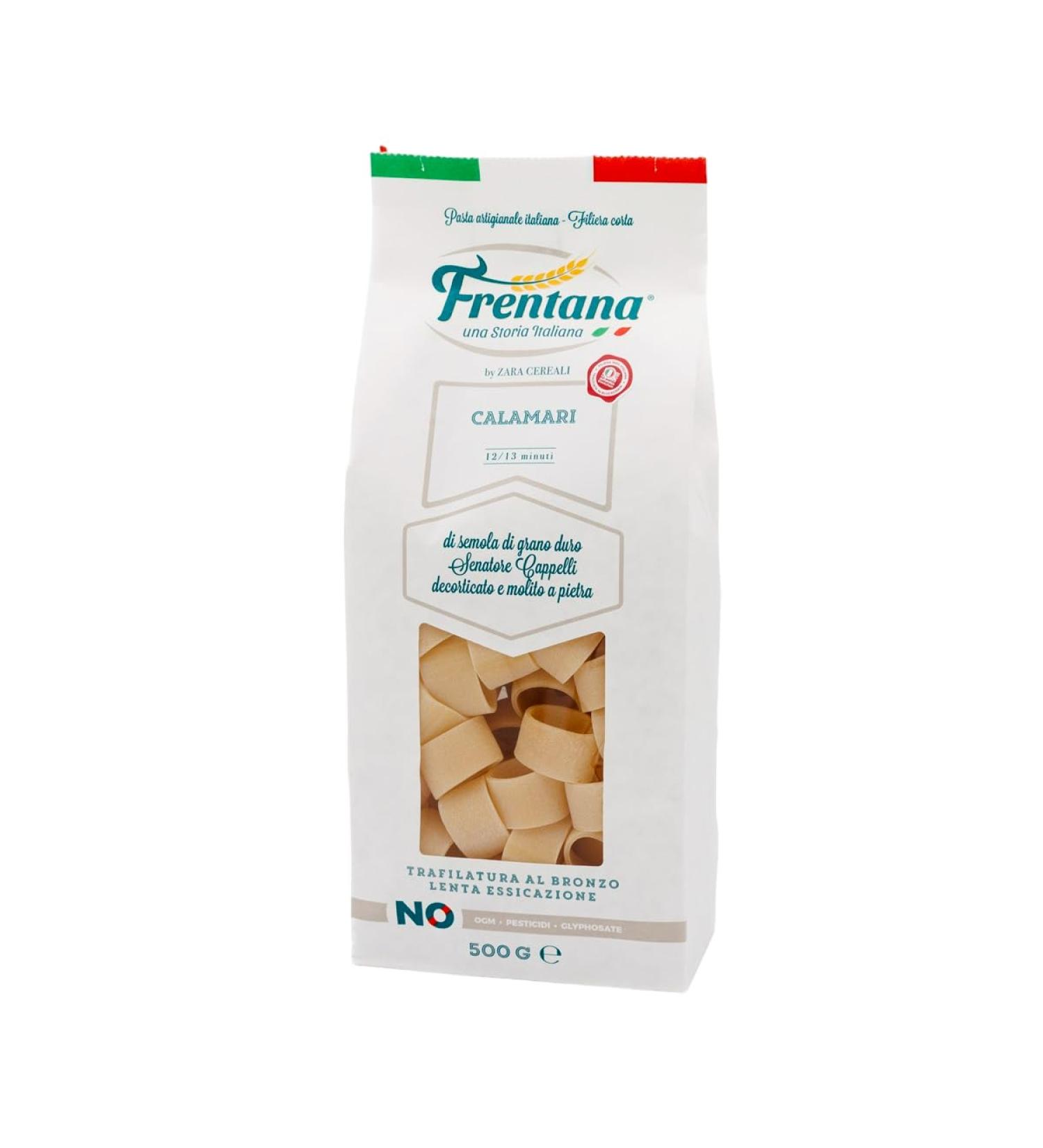 FRENTANA SRL FRENTANA Calamari from durum wheat semolina Cappelli formed with bronze molds and slowly dried Italian pasta artisanal production pack of 12 x 500gr - Buy Online on GoSupps.com