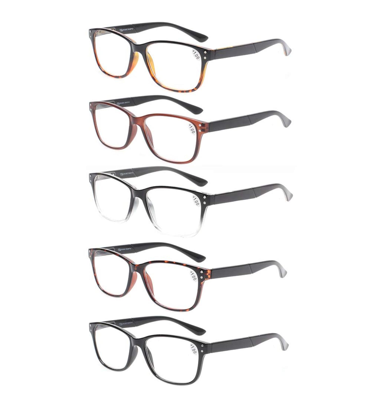 JOSCHOO 5-Pack Reading Glasses - Quality Spring Hinge Readers for Men & Women (1.25) - Mix Color Set - Buy Online on GoSupps.com