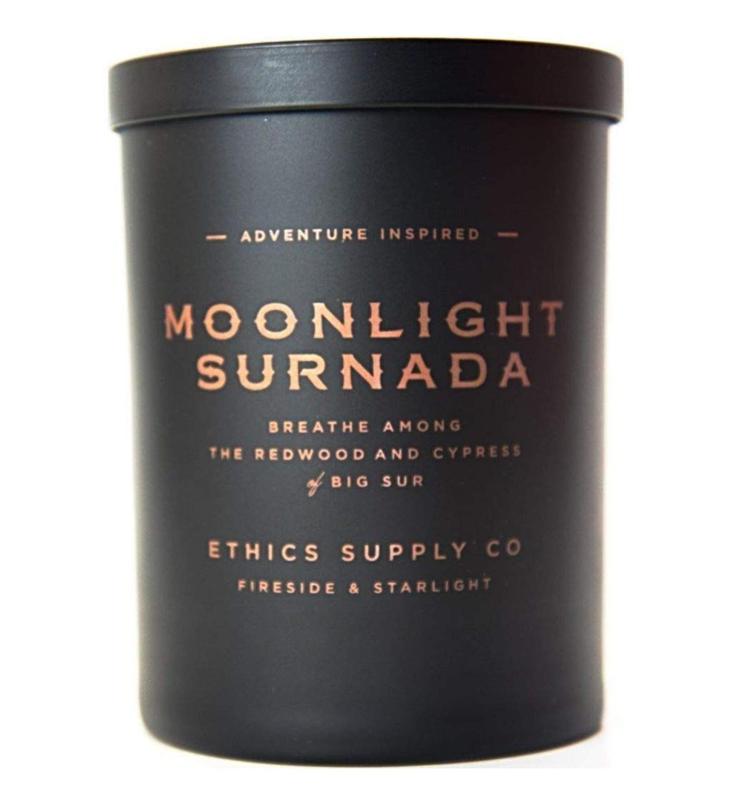 Ethics Supply Co. Moonlight Surnada Candle | 12 oz | Velvety Cypress Sea Salt Native Bay Laurel Coastal Redwood | Infused with Essential Oils & A Premium Grade of Aromatic Oils