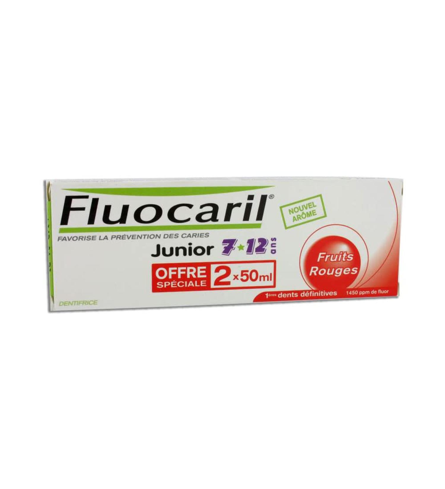 Fluocaril Junior Toothpaste 6-12 years old Pack of 2 - Flavor: Red Fruits