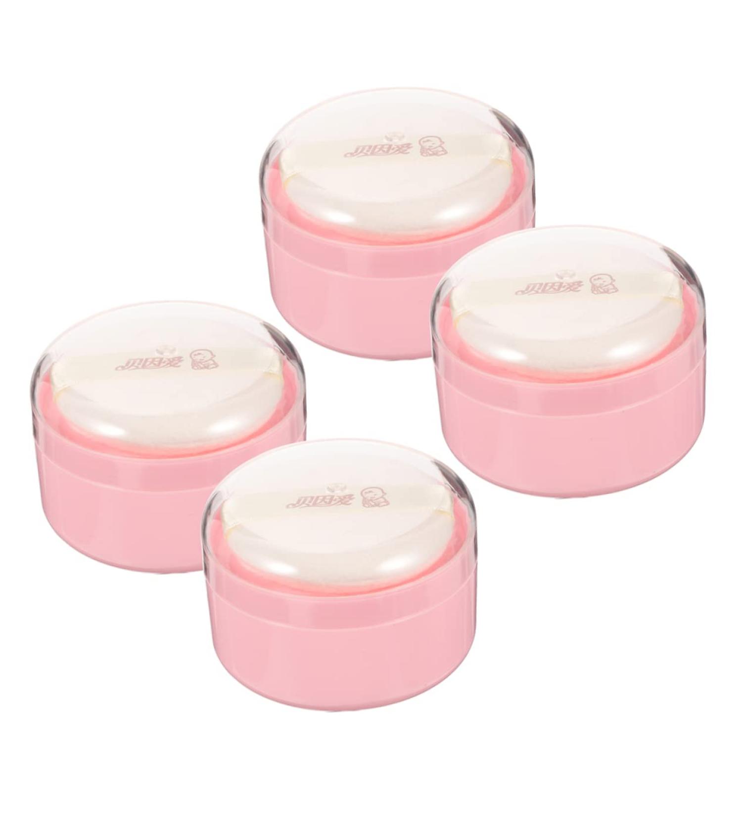 GAFOKI 4pcs Baby Powder Puff Travel Dispenser - Pink Loose Powder Puff Container for After-Bath Use - Buy Online on GoSupps.com