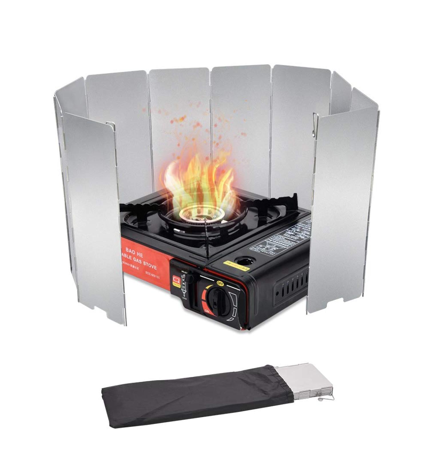 10 Plates Aluminum Camp Stove Windscreen for Butane Stoves | Lightweight Compact Windshield with Drawstring Bag - Buy Online on GoSupps.com