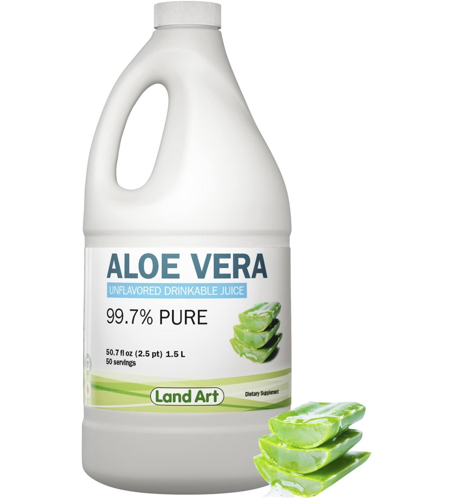 Organic Pure Aloe Vera Juice - Cold-Processed from Texas Fresh Leaves - 50.7 fl oz - Gastrointestinal Aid - Buy Online on GoSupps.com