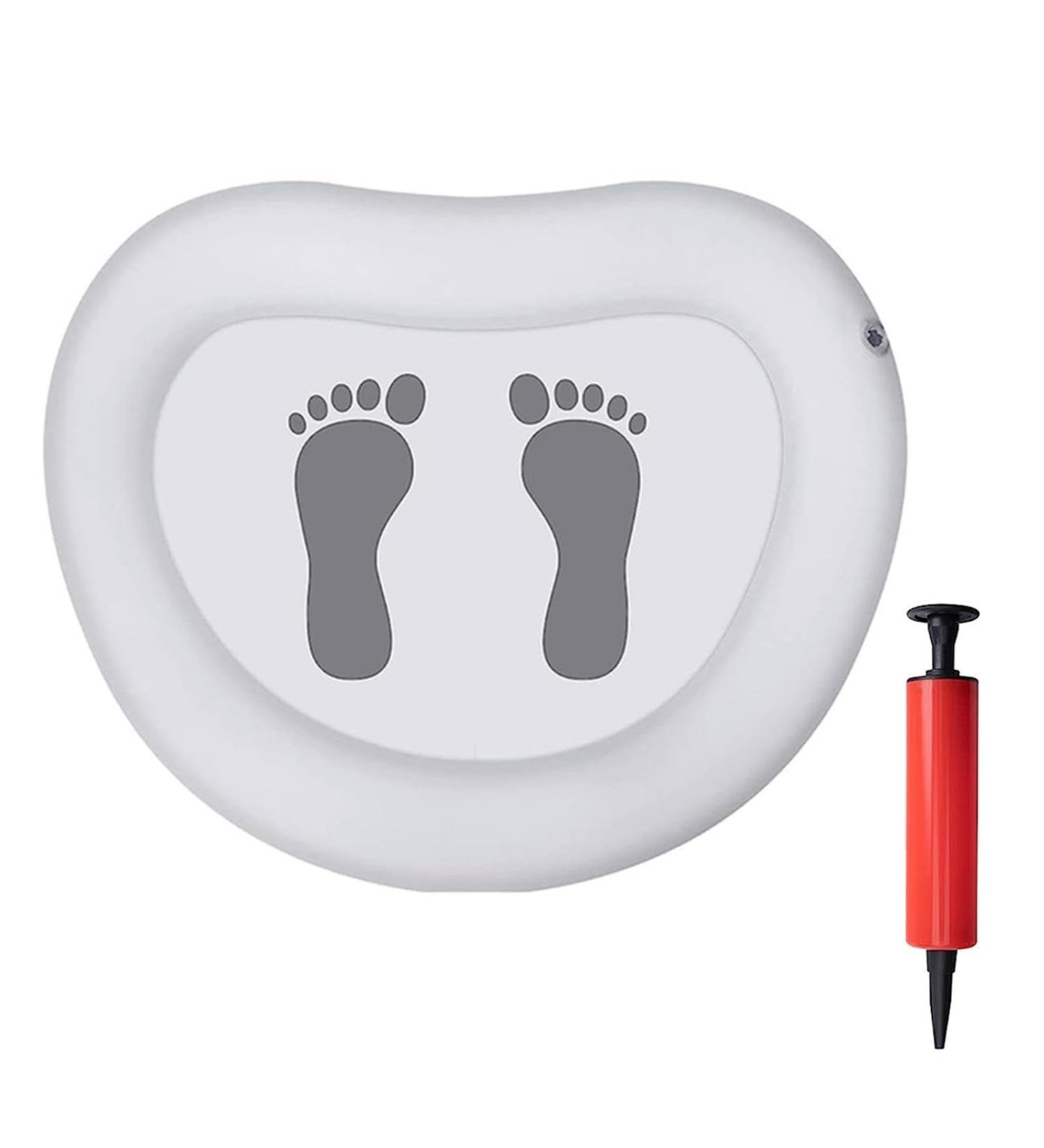 Foot Basin for Pool Portable Inflatable Feet Bath Basin | White Inflatable Basin with Pump Foot Soaking Bath Basin for Swimming Pool Clean Feet - Buy Online on GoSupps.com