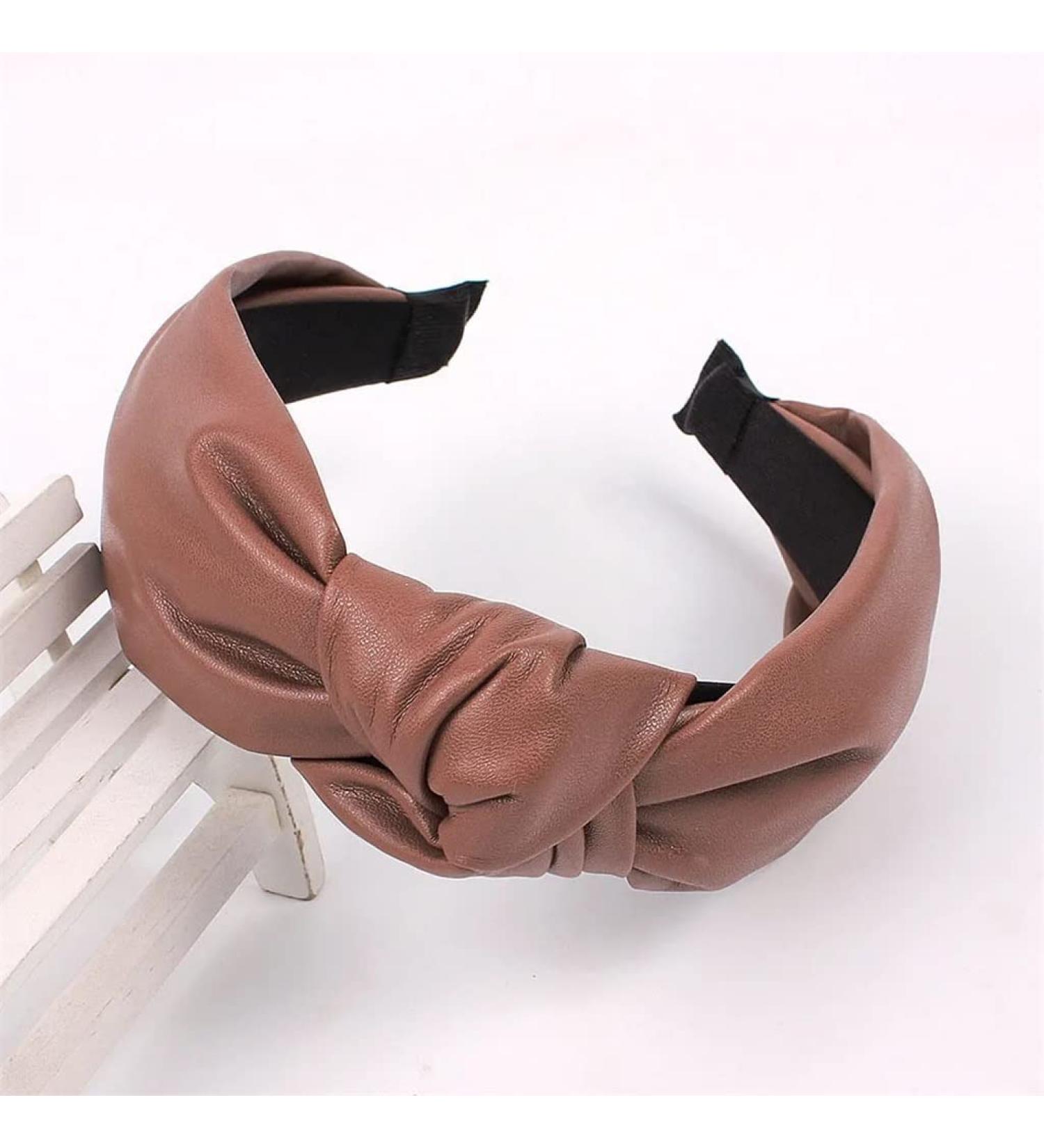 WENLII Leather Headband Women's Knotted Faux Leather Wide-Brimmed Hair Accessories (Color C, Size 1) - Buy Online on GoSupps.com