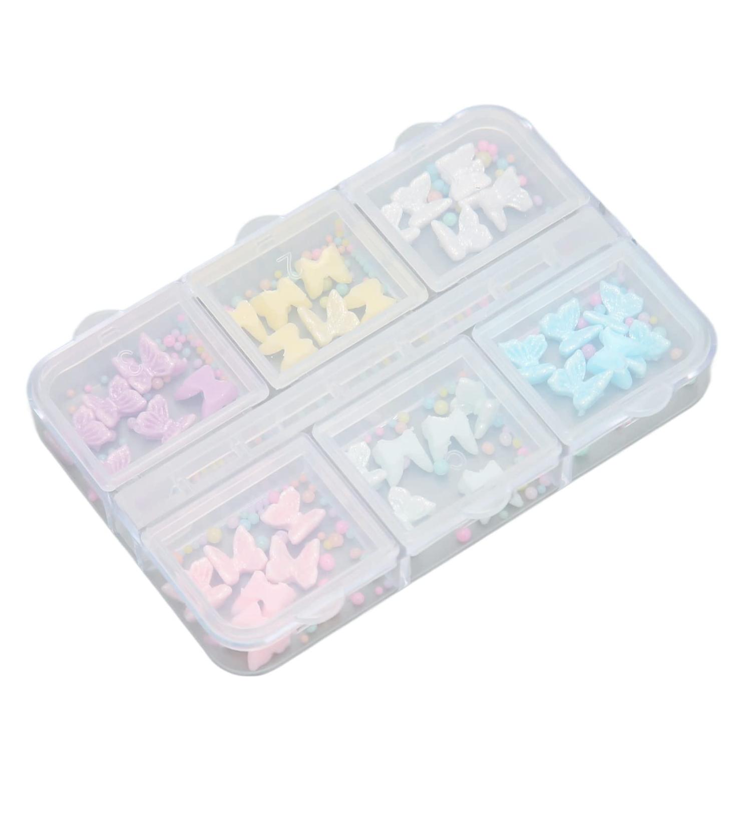 Nail Art Decals Lightweight Resin Nail Ornaments Attractive Easy To Install Multiple Colors with Storage Box for Daily Makeup - Buy Online on GoSupps.com