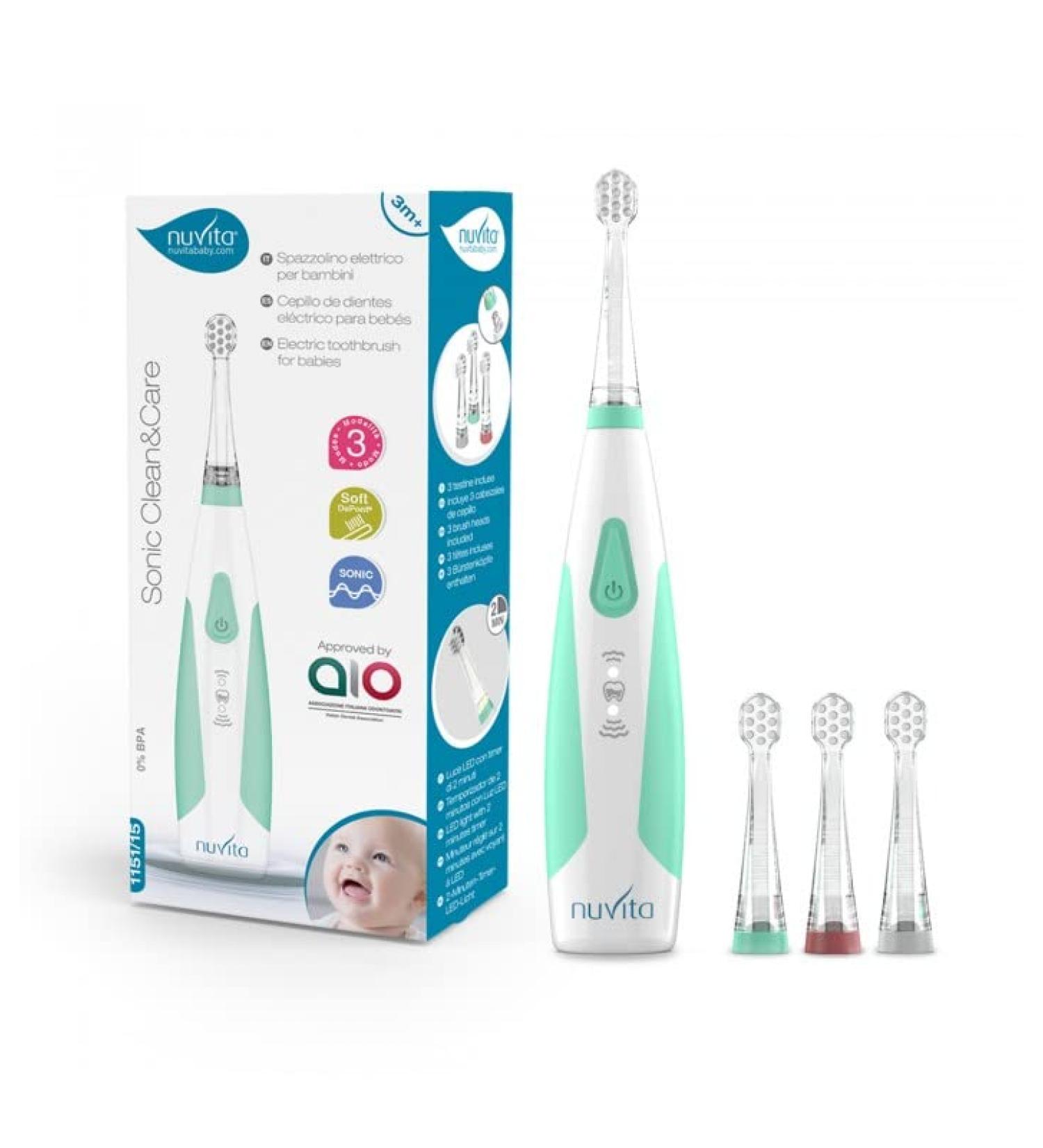 Nuvita 1151 Baby Electric Toothbrush Sonic Clean & Care | For Babies & Toddlers Ages 3 Months - 5 Years | Brush Baby & Toddler Teeth with Ease - Buy Online on GoSupps.com