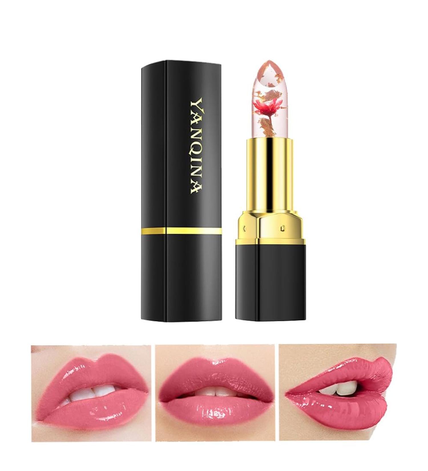 Flower Changing Lipstick - Moisturizing Color Balm with Gold Leaf | Red Rose Jelly Lip Color for Women - Buy Online on GoSupps.com