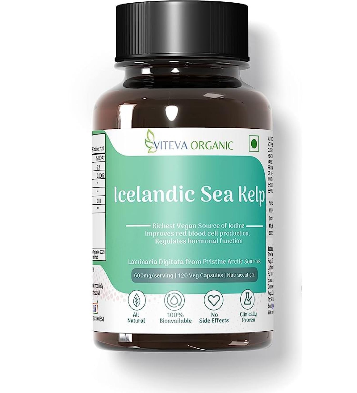 YHN Arctic Sea Kelp Capsules 600mg - 120 Veg Capsules | Laminaria Digitata | Rich in Iodine - Buy Online on GoSupps.com