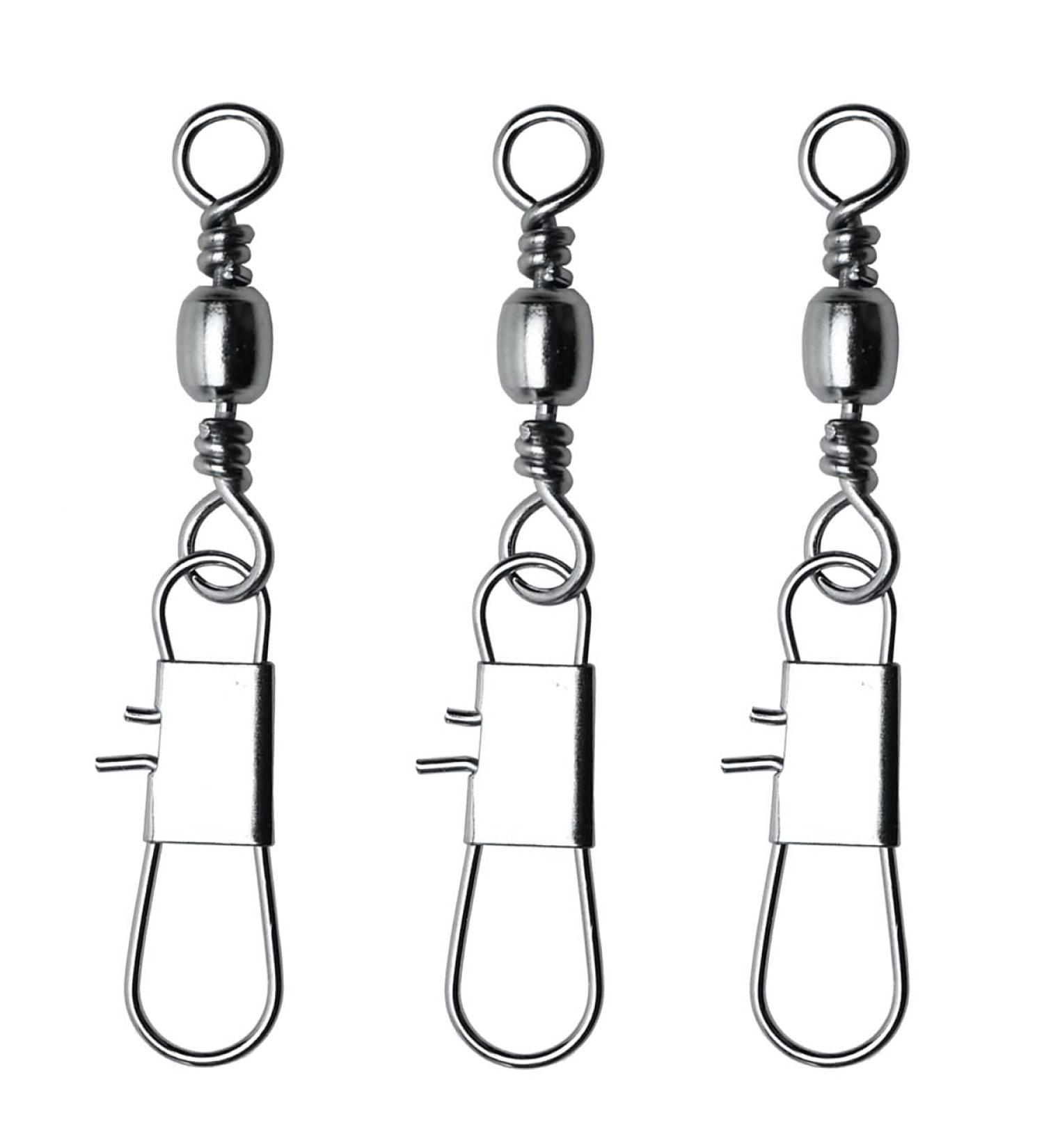 50/250pcs Fishing Barrel Swivels with Safety Snaps Swivel Stainless Steel High Strength Interlock Snap Swivels Rolling Connector Black Nickel Solid Ring Freshwater Fishing Tackles Accessories #10_30Lb_50 pcs - Buy Online on GoSupps.com