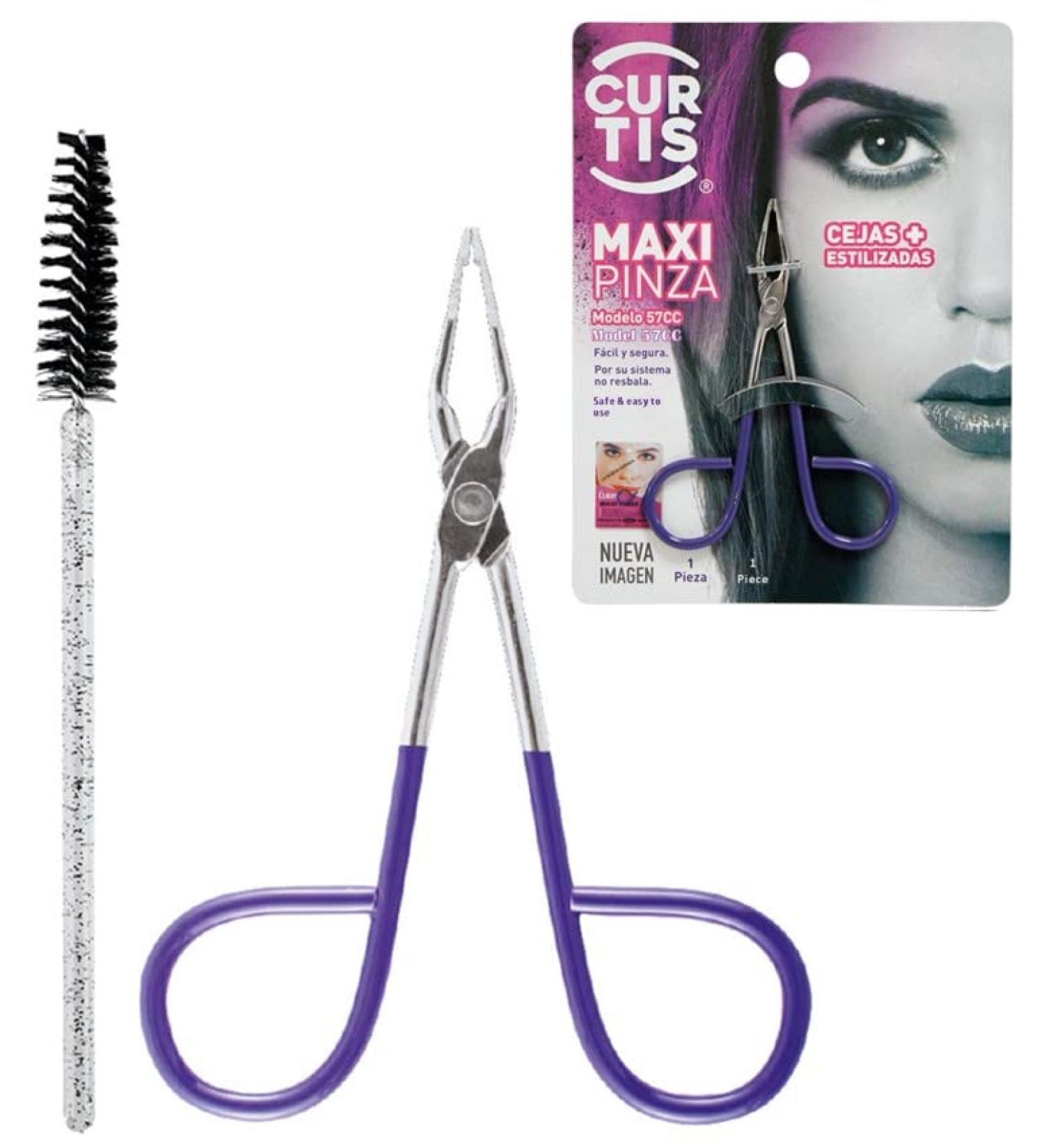 Curtis Professional Salon Tweezers with Scissor Handle - Best Precision Eyebrow Tool for Men and Women - Grabs Any Facial Hair, Ingrown, Blackhead - Purple and Silver - Made in Mexico - Buy Online on GoSupps.com