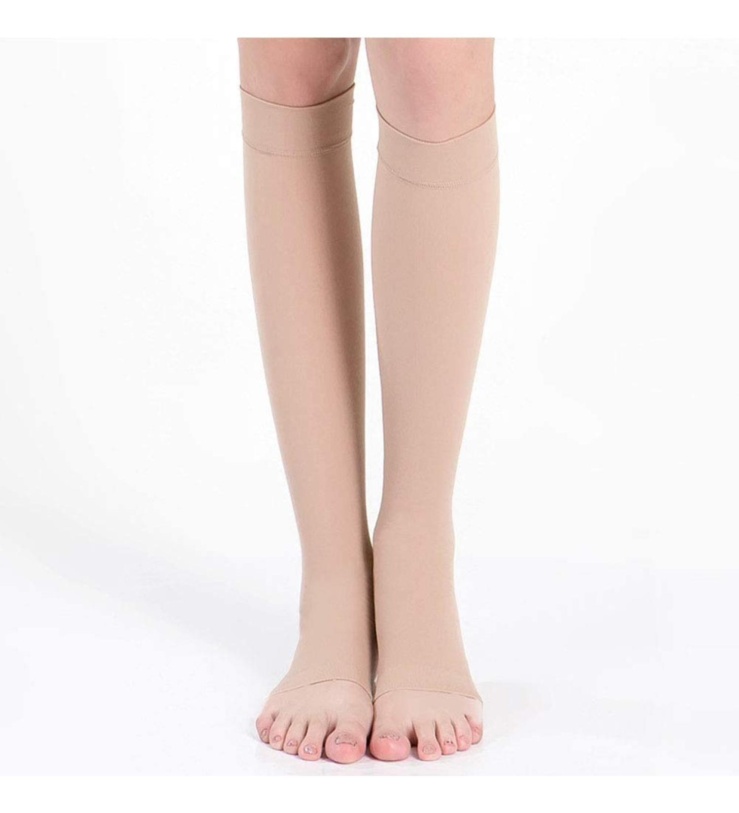 Knee-High Compression Stockings with Open Toe for Men & Women | Free Auxiliary Stockings 15-45 CM | Beige S/M | Shop Internationally! - Buy Online on GoSupps.com