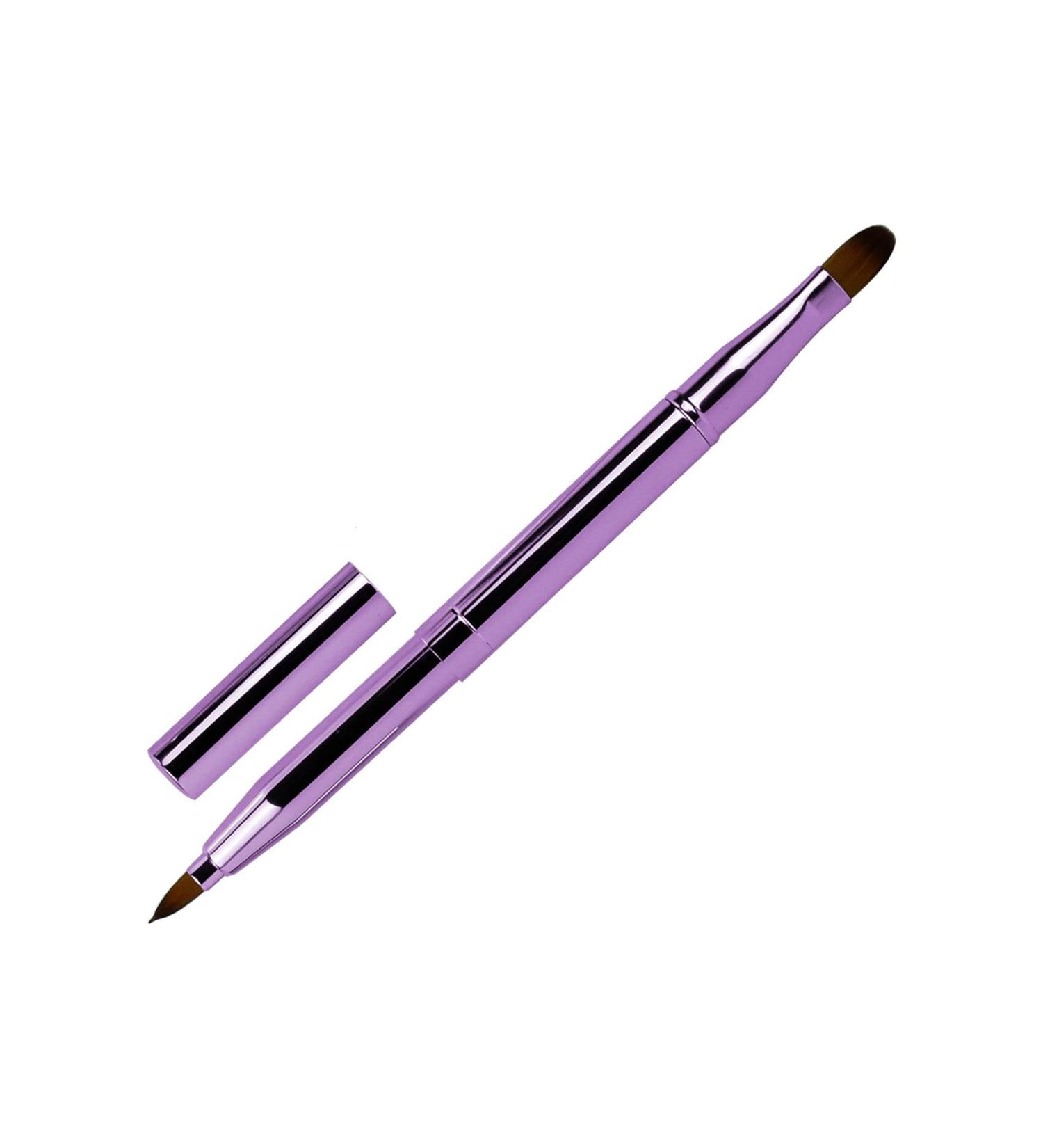 Retractable Dual End Lip Brush with Cap - Portable Lipstick & Concealer Brush for Makeup Contours - Perfect Christmas Gift (Purple) - Buy Online on GoSupps.com