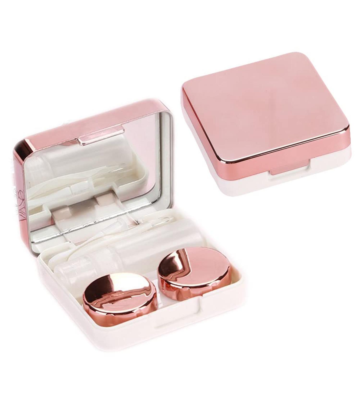 Gbstore 5-in-1 Contact Lens Case - Portable Lens Box with Mirror & Accessories | Travel-Friendly Rose Gold Kit - Buy Online on GoSupps.com