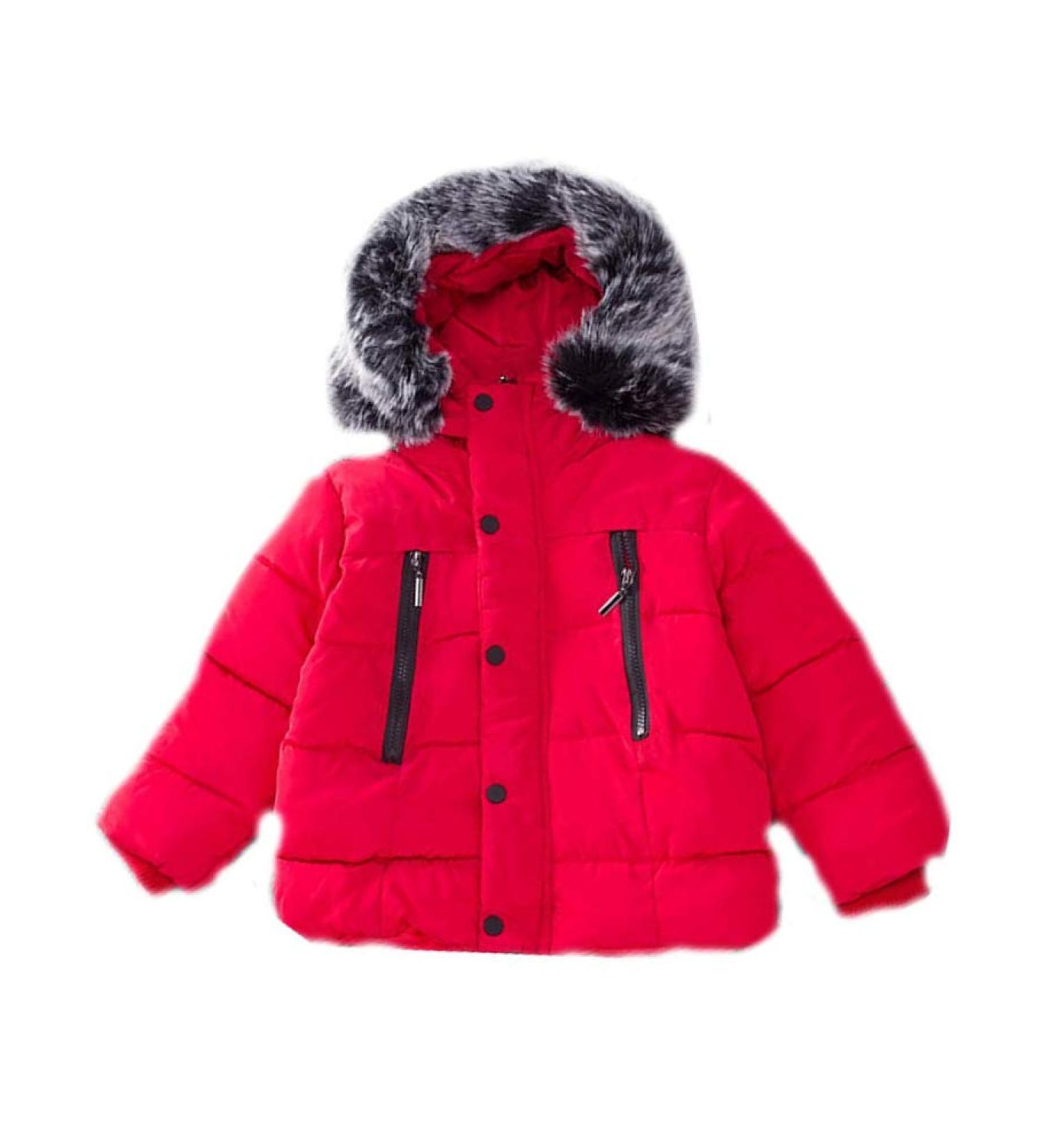 Odziezet Baby Winter Hooded Jacket | Thicken Down Puffer Coat | 5-6 Years | Red - Buy Online on GoSupps.com