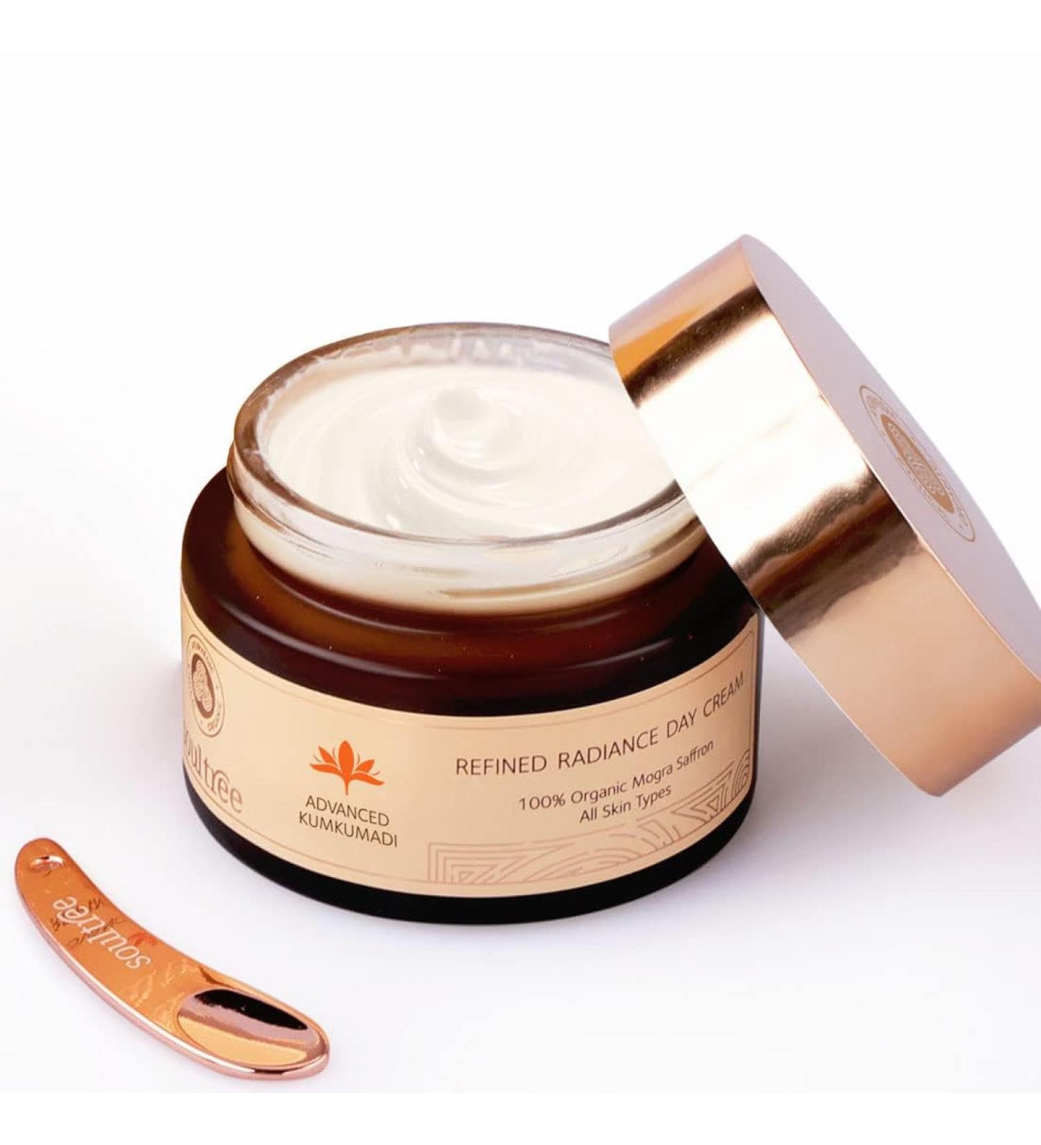 Soultree Kumkumadi Radiance Day Cream | Mogra Saffron | All Skin Types | 50g - Premium Ayurvedic Skincare - Buy Online on GoSupps.com