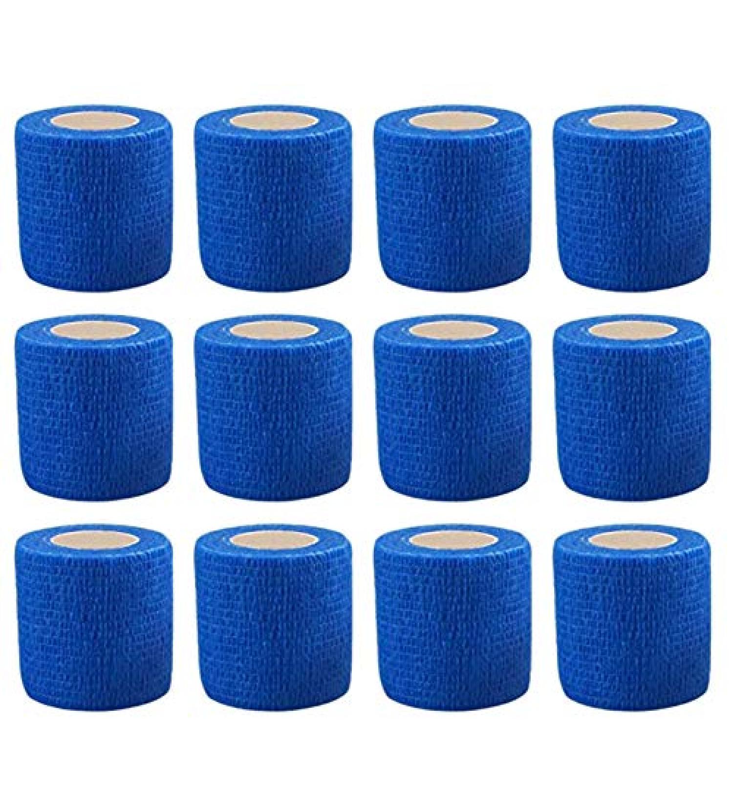 Baglaum Cohesive Tape Self-Adhesive Elastic Wrap Bandage Tape(5X450cm Pack of 12)-Blue - Buy Online on GoSupps.com