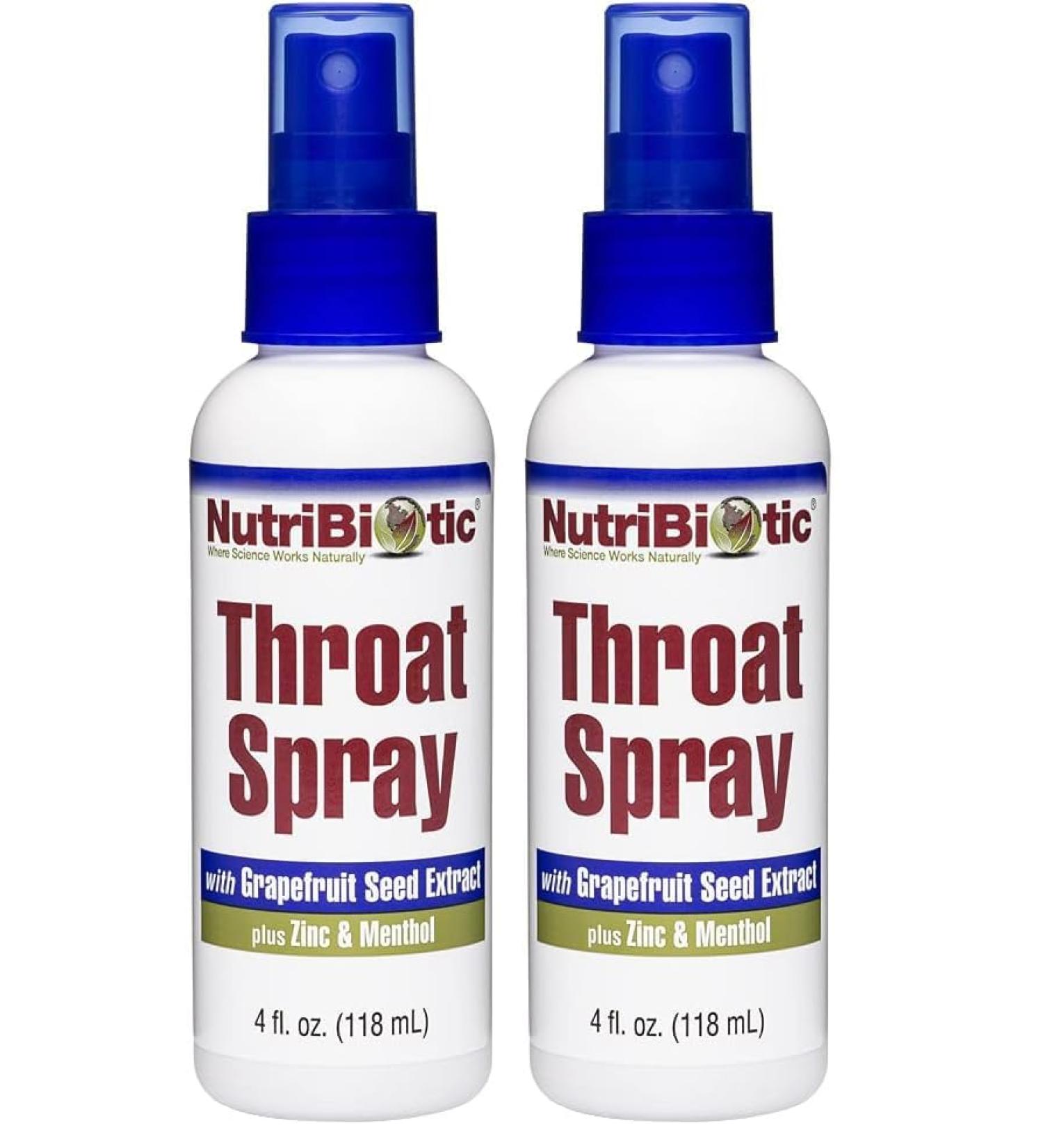 NutriBiotic Throat Spray with GSE 4 Fl. Oz | Gentle and Soothing Sore Throat Support with Grapefruit Seed Extract Zinc & Menthol | Alcohol Free & Non-Medicated (Pack of 2) 4 Fl Oz (Pack of 2) - Buy Online on GoSupps.com