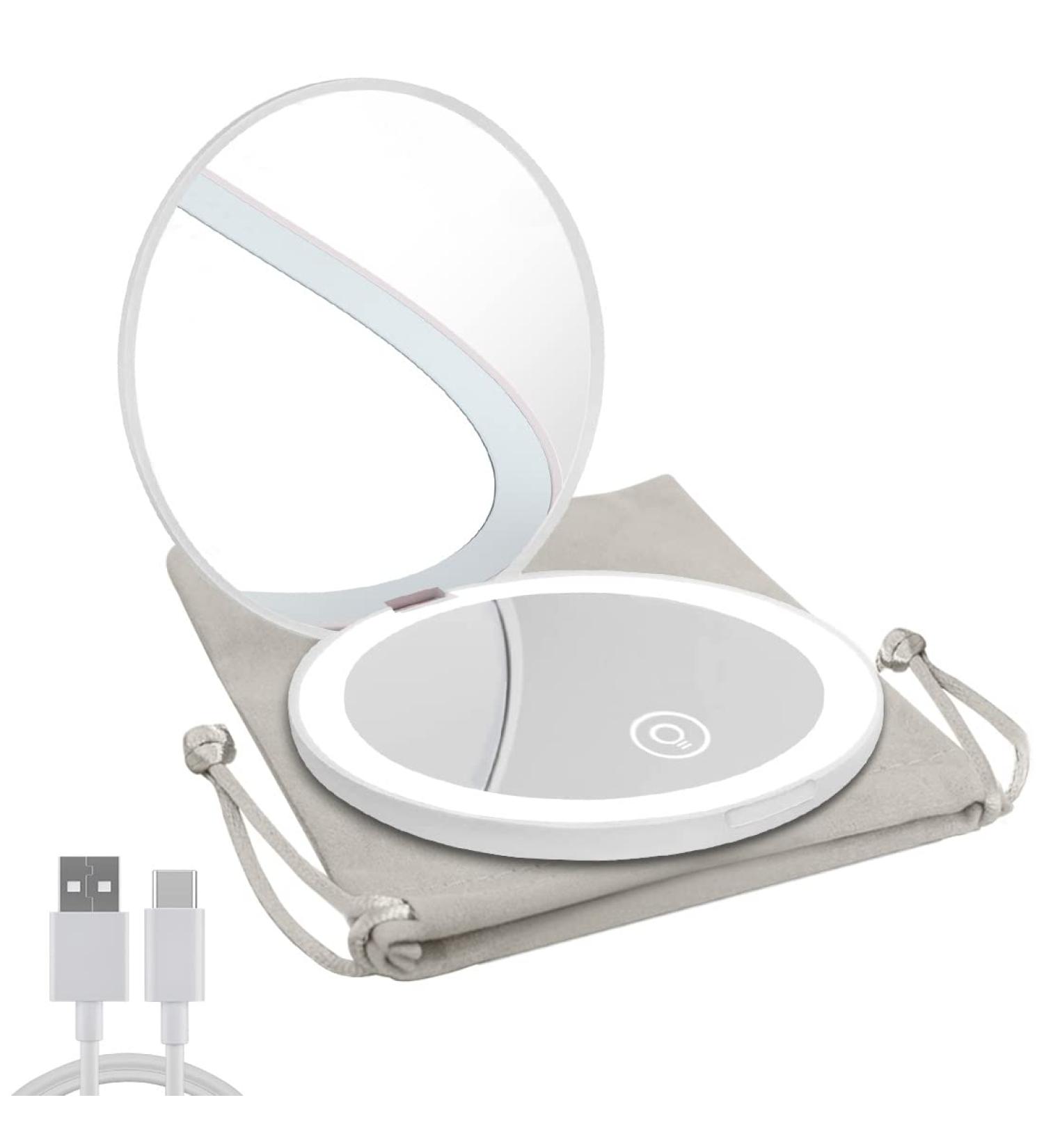 Milishow Compact LED Light Magnifying Mirror 3.5in 1x/10x Rechargeable - White 1Pack - Buy Online on GoSupps.com