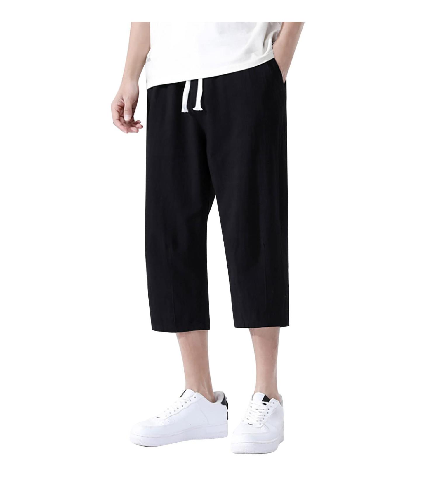 CEWIFO Men's Cotton Shorts - Solid Color Training & Cargo Pants | Black 5XL Sports Wear - Buy Online on GoSupps.com