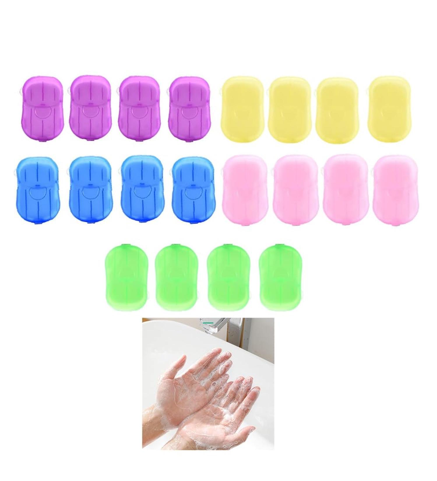 Aesackir 20 Pack with 400 Sheets in 5 Colors Portable Foaming Hand Soap Sheets Rich Bubble Deep Cleaning Travel Size Paper Soap Easy to Rinse - Buy Online on GoSupps.com