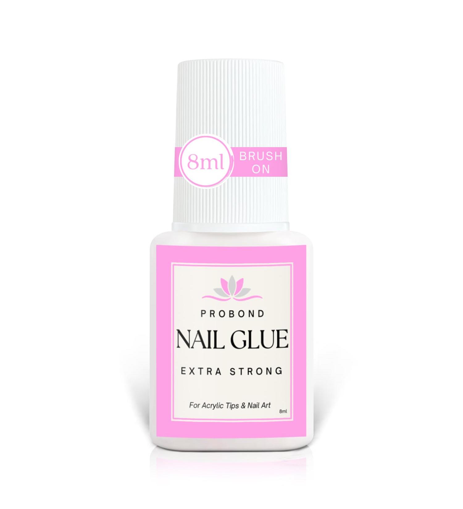 ProBond 8ml Nail Glue Extra Strong Bonding Glue Brush On Nail Glue for Acrylic Nail Tips False Nails Broken Nails False Toenails Press On Nail Art - Quick Dry Clear Anti Fungal Bottle Brush - Buy Online on GoSupps.com