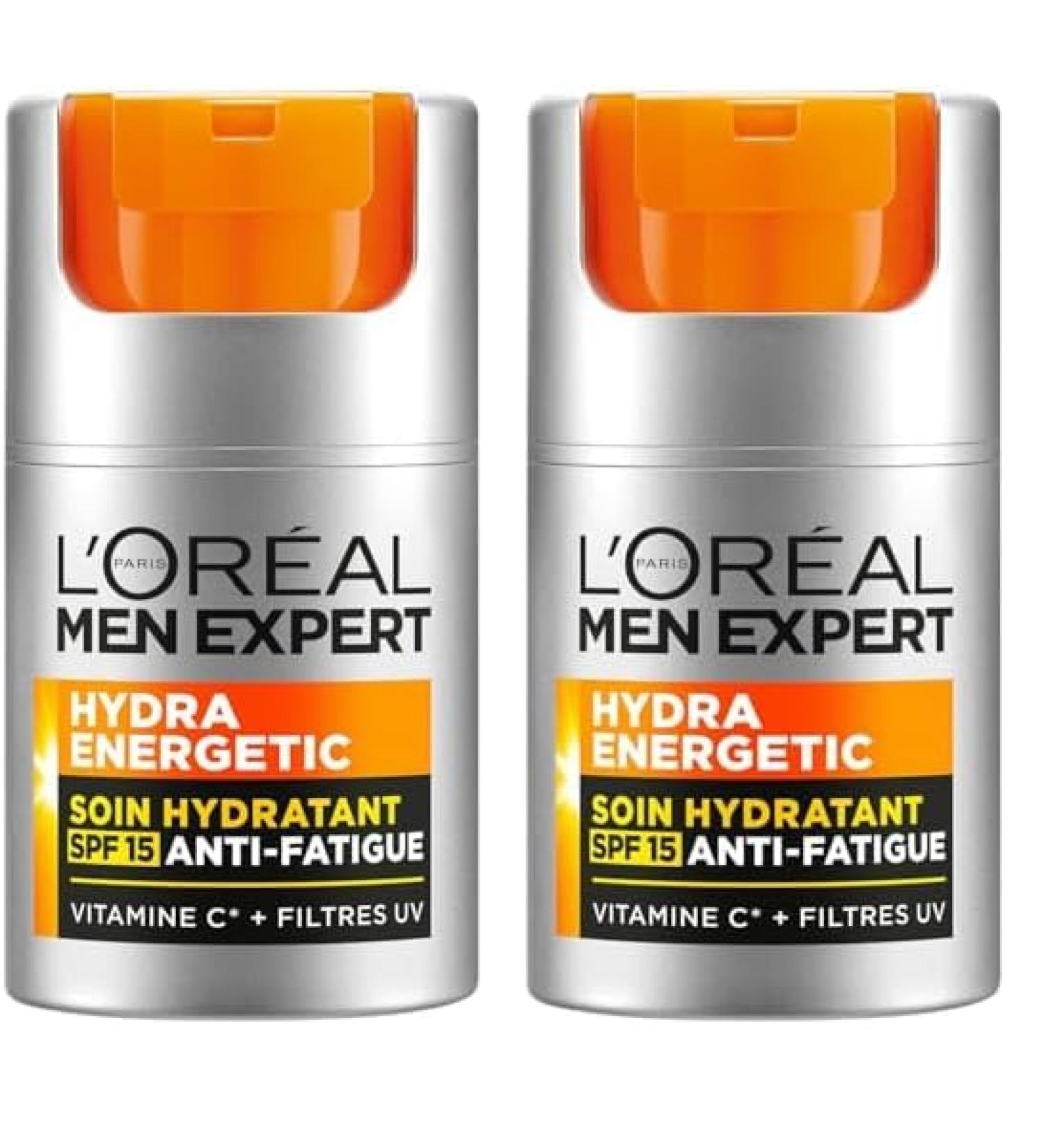 L'Or al Men Expert Hydra Energetic Soin Hydratant SPF15 Anti-Fatigue - 50ml (Lot de 2) Hydra Energetic FPS15 50 ml (Lot de 2) - Buy Online on GoSupps.com
