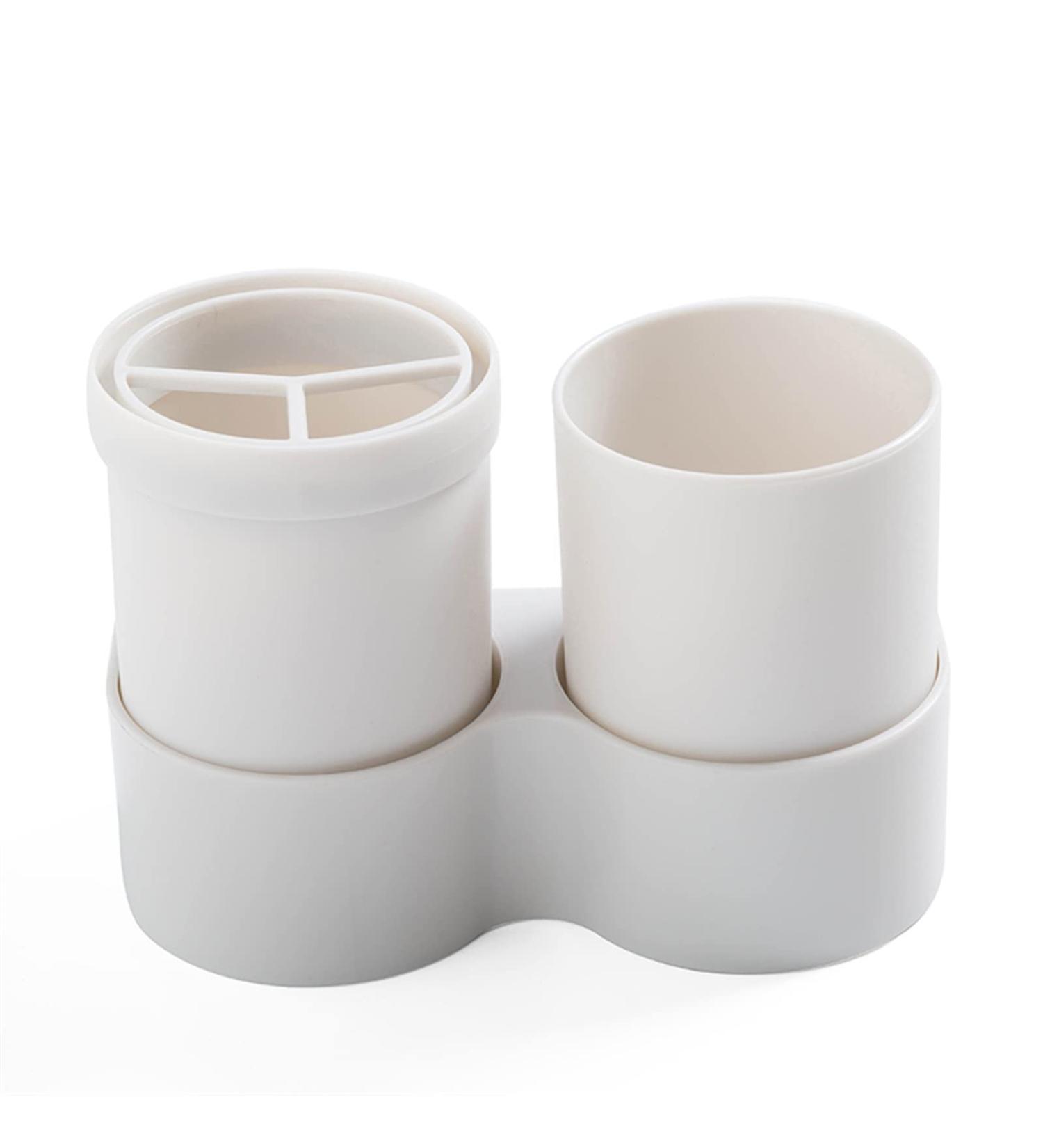 Portable White Toothbrush Mug & Case - Travel Cup Cover for Toothbrush & Toothpaste - Bathroom Accessories - Buy Online on GoSupps.com
