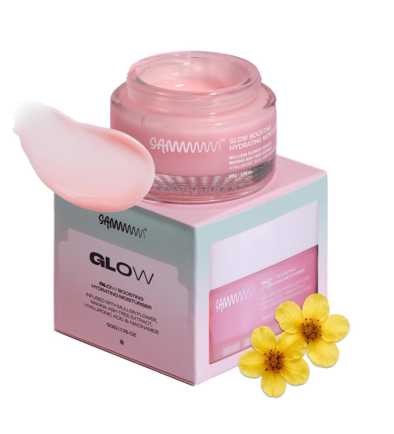 GLOW Boosting Hydrating Moisturizer with UV Protection - 50g - Face Moisturizer with Hyaluronic Acid & Niacinamide for All Skin Types - Lightweight Oil-Free Fast Absorbing Pink Gel Cr me - Buy Online on GoSupps.com