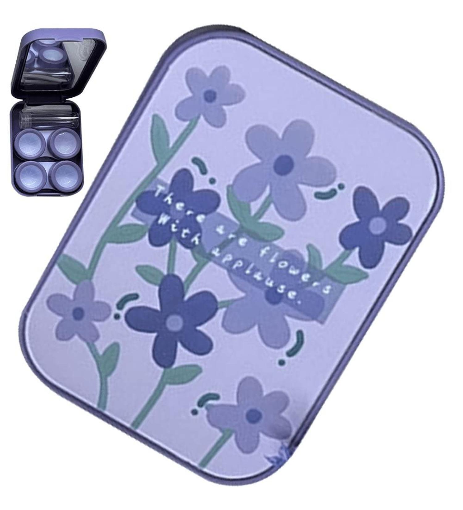 Hrippy Portable Travel Contact Lens Case Kit - Blue Pink Purple | Includes 2 Solution Bottles & Tweezers - Buy Online on GoSupps.com