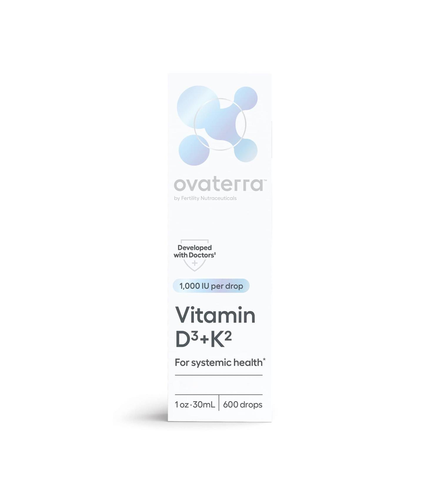 Ovaterra Vitamin D3 & K2 Liquid Drop Supplement 1 000 IU Vitamin D3 (Cholecalciferol) with Natural Lemon Flavor That Supports Bone Immune & Wellness Health 600 Drops - 10 Month Supply - Buy Online on GoSupps.com