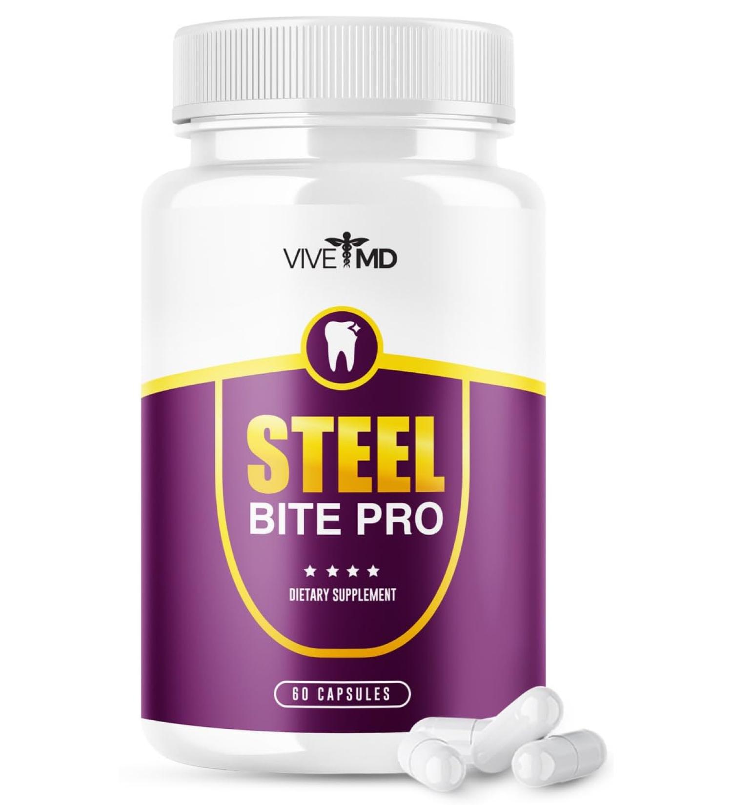 Steel Bite Pro for Teeth and Gum Repair - Official Formula - Dental Probiotic Tooth Repair with Oral Probiotics for Teeth and Gums - Steel Bite Pro Supplement - Stealbite Pro Reviews (60 Capsules)