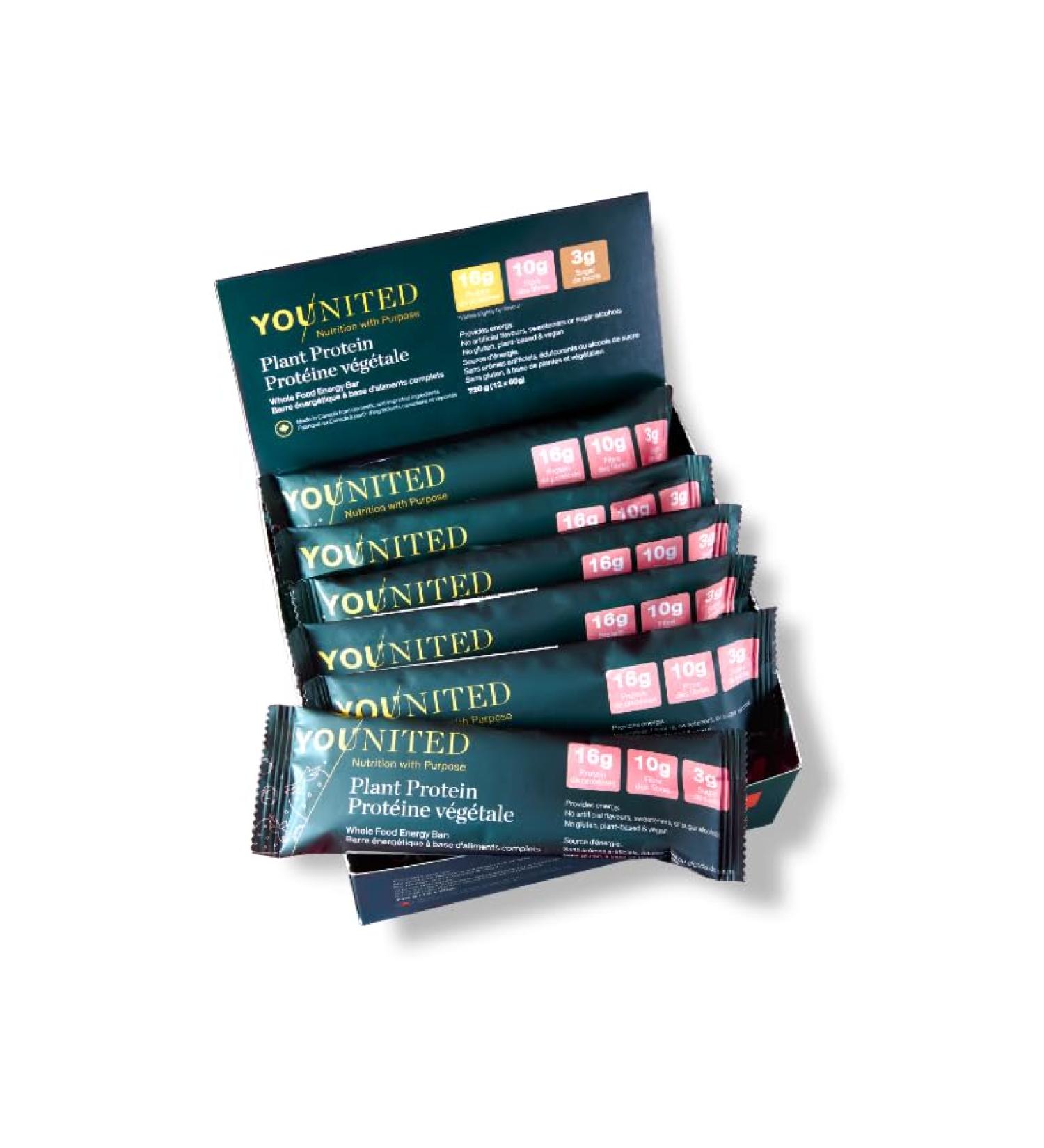 Vegan Protein Bars by Younited Wellness | With Real Food Ingredients and 16g of Protein | Boosts Energy | 10g of Fibre and Low in Sugar | Summer Berries | 12 Bars per Box - Buy Online on GoSupps.com