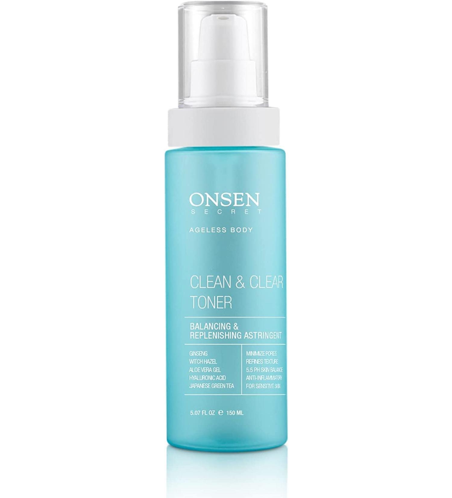 Onsen Secret Clean & Clear Face Toner - Balancing & Replenishing Astringent Daily Perfecting & Revitalizing Toner w/Witch Hazel Aloe Vera Green Tea Alcohol-Free Skin Care Toner for Face 1 Pack Clean & Clear Toner 150ml - Buy Online on GoSupps.com