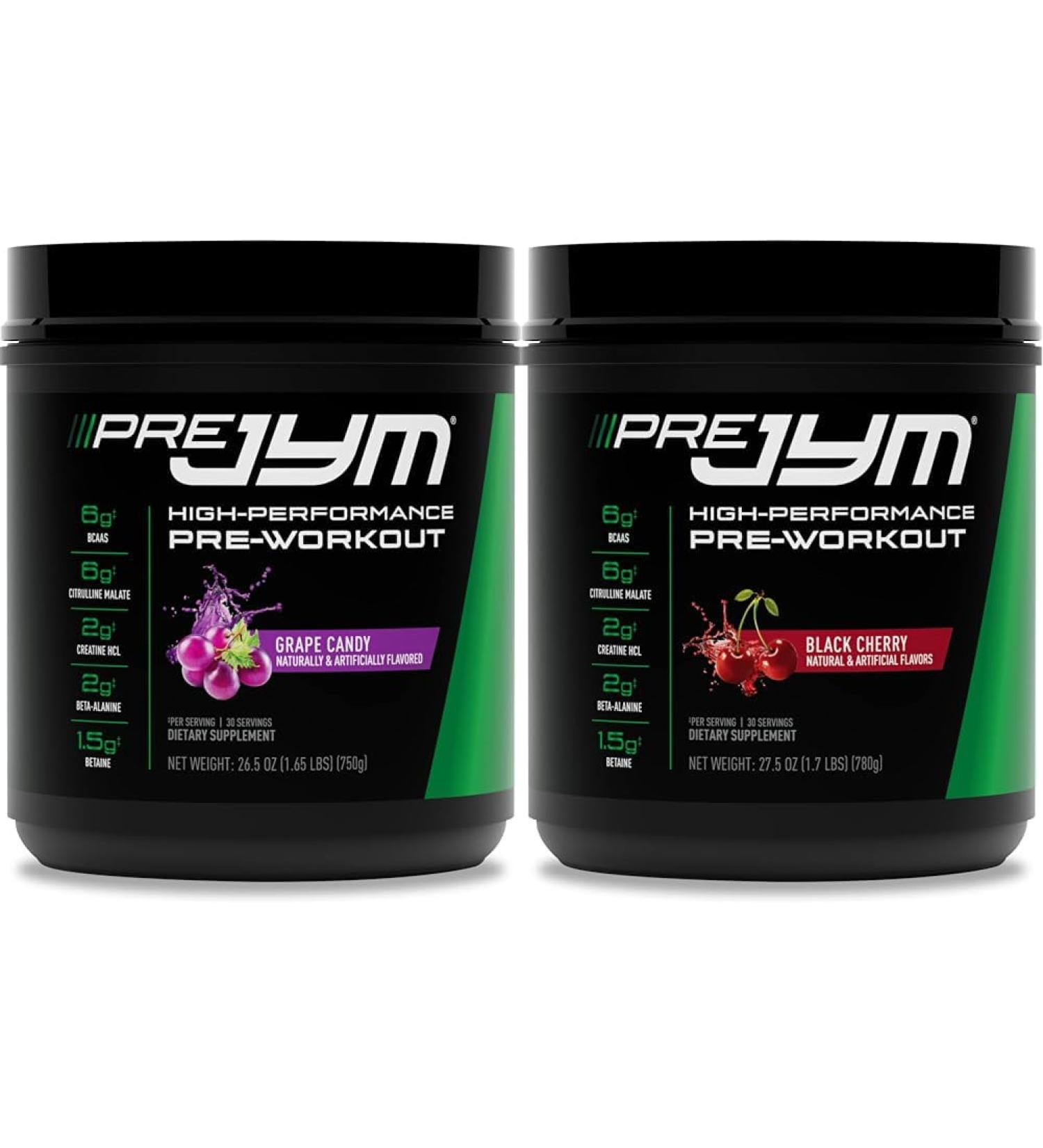 Pre JYM Grape Candy Pre Workout Powder 30 Servings & Black Cherry Flavor 30 Servings Bundle - Buy Online on GoSupps.com