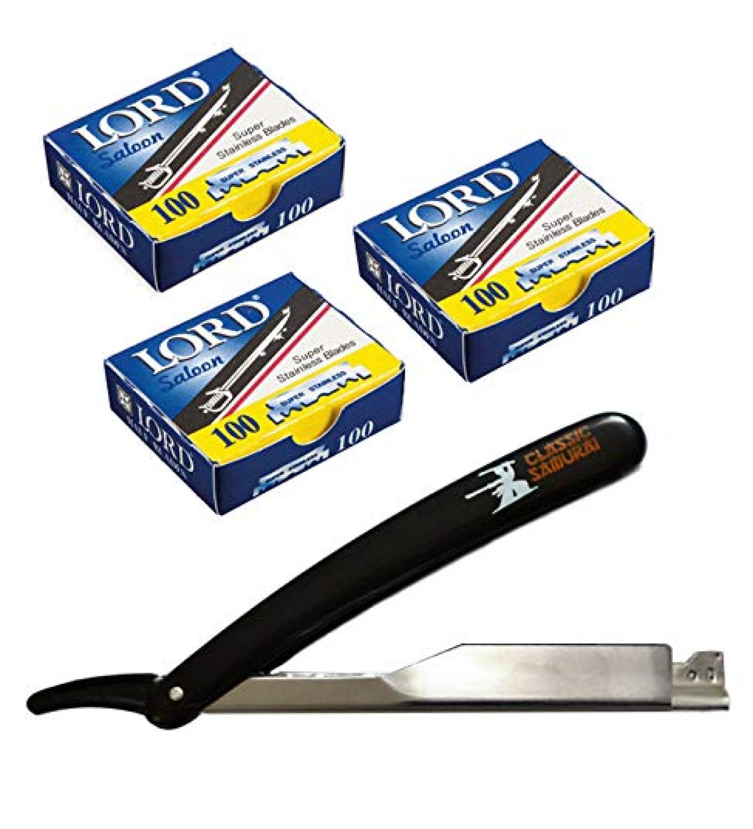 Buy Barber Straight Edge Razor + 300 Lord Single Edge Blades | Premium Quality Shaving Tools Worldwide Shipping - Buy Online on GoSupps.com