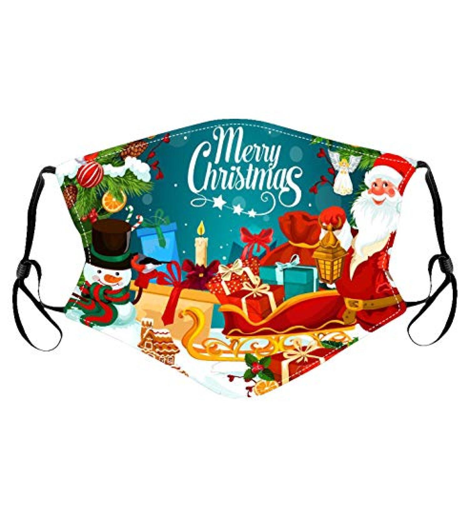 Deholifer Breathable Washable Christmas Fabric Mask for Adults | Adjustable Cotton Mouth & Nose Protection - Buy Online on GoSupps.com
