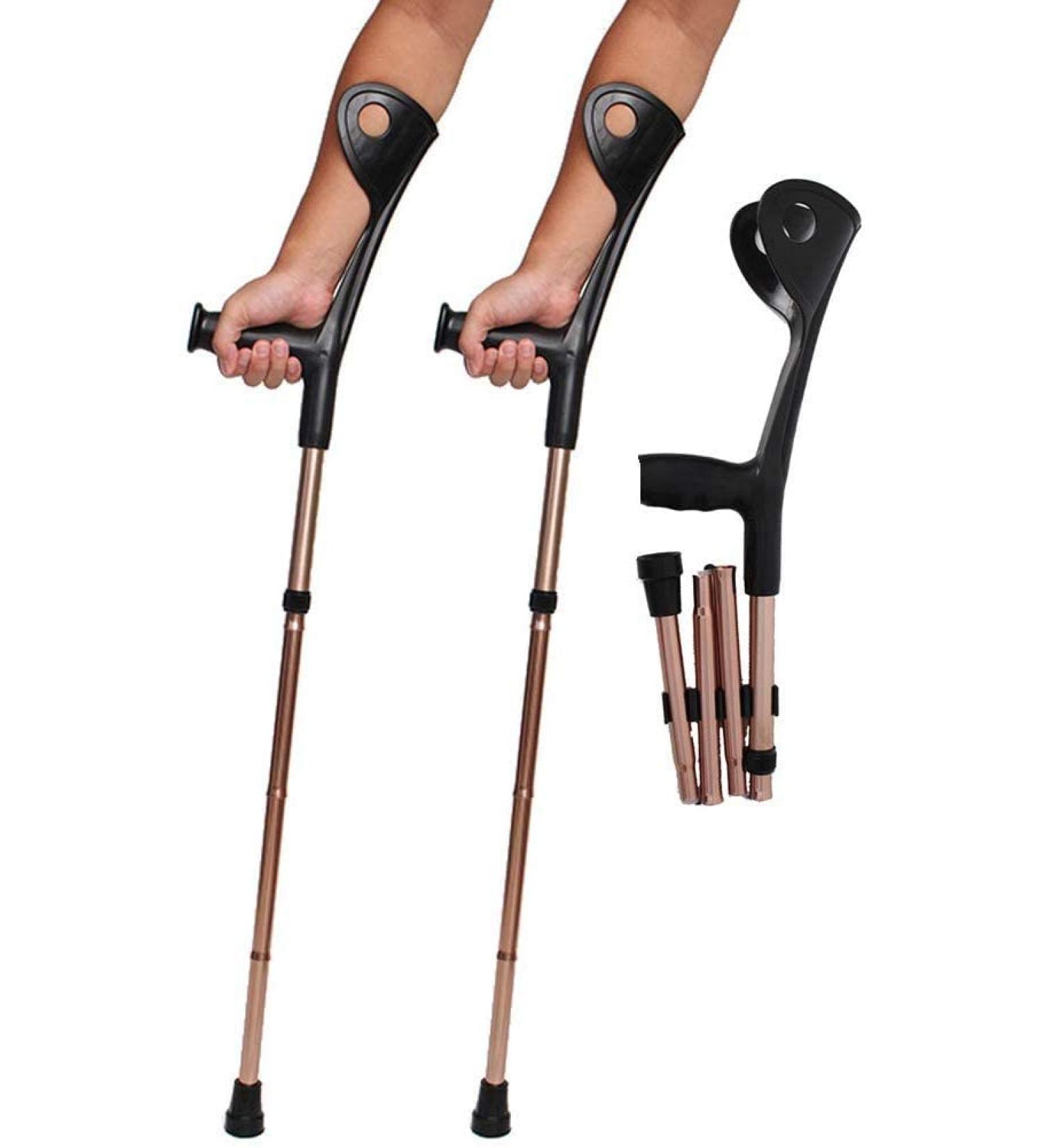 Forearm Crutches Adjustable Forearm Crutches Walking Foldable Crutches Pair with Elbow Support Lightweight Aluminum Height Adjustable Maxim User Weight 120kg Lightweight Arm Crutch Journey - Buy Online on GoSupps.com