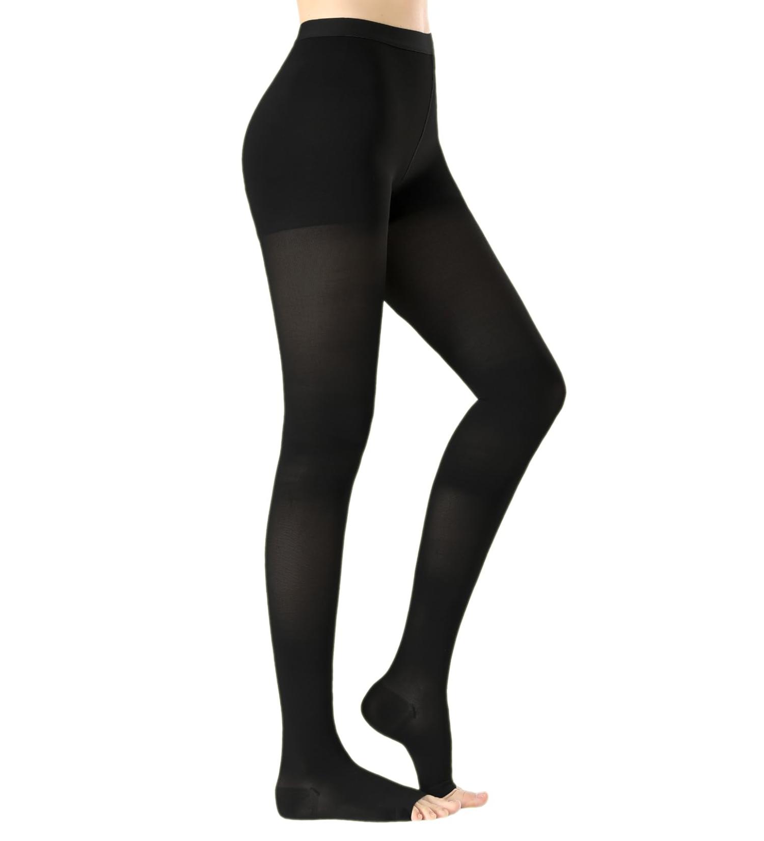 Medical Compression Pantyhose for Men & Women - 20-30mmHg Support Tights for Varicose Veins & Edema - Opaque Open Toe Waist High Stockings - Buy Online on GoSupps.com