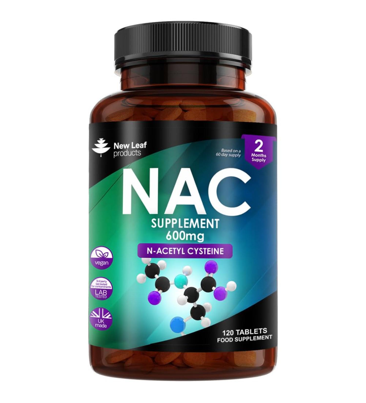 NAC 600mg - 120 Tablets | High Bioavailability N-Acetyl-Cysteine Supplement - Vegan Friendly | Made in UK - Buy Online on GoSupps.com
