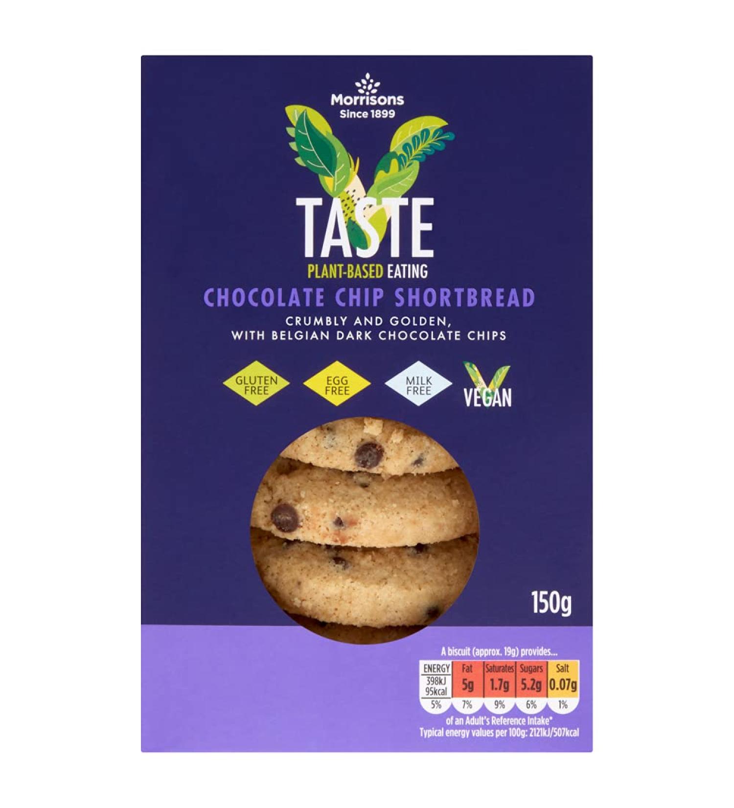 Morrisons Free from Chocolate Chip Vegan Shortbread 150G