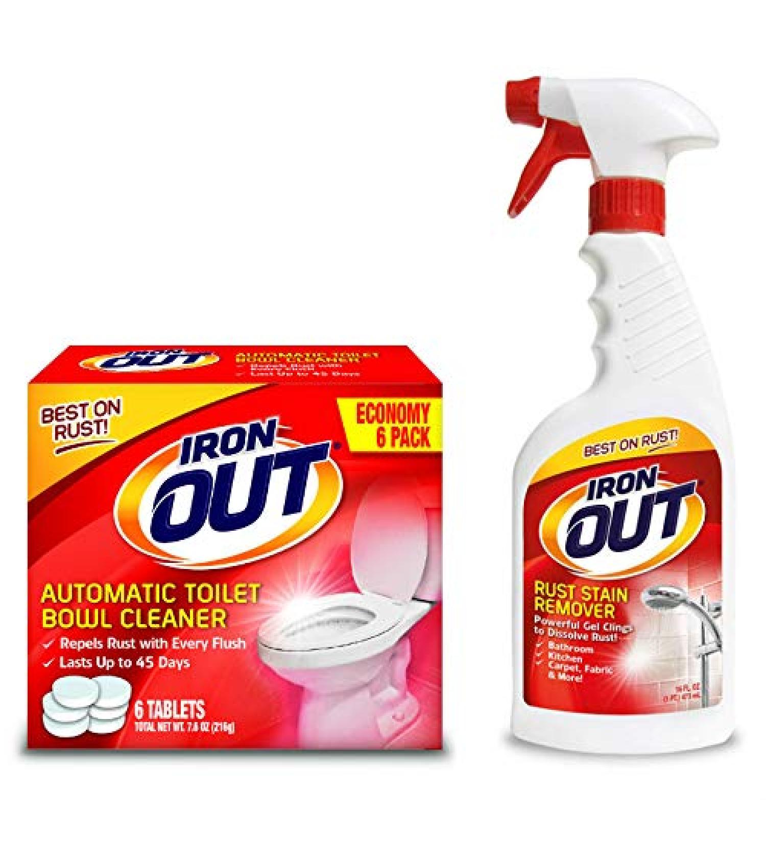 Iron OUT Rust Stain Remover Toilet Bowl Cleaner Set - 1 Tablet & Powerful Gel Spray - Pack of 1 - Buy Online on GoSupps.com