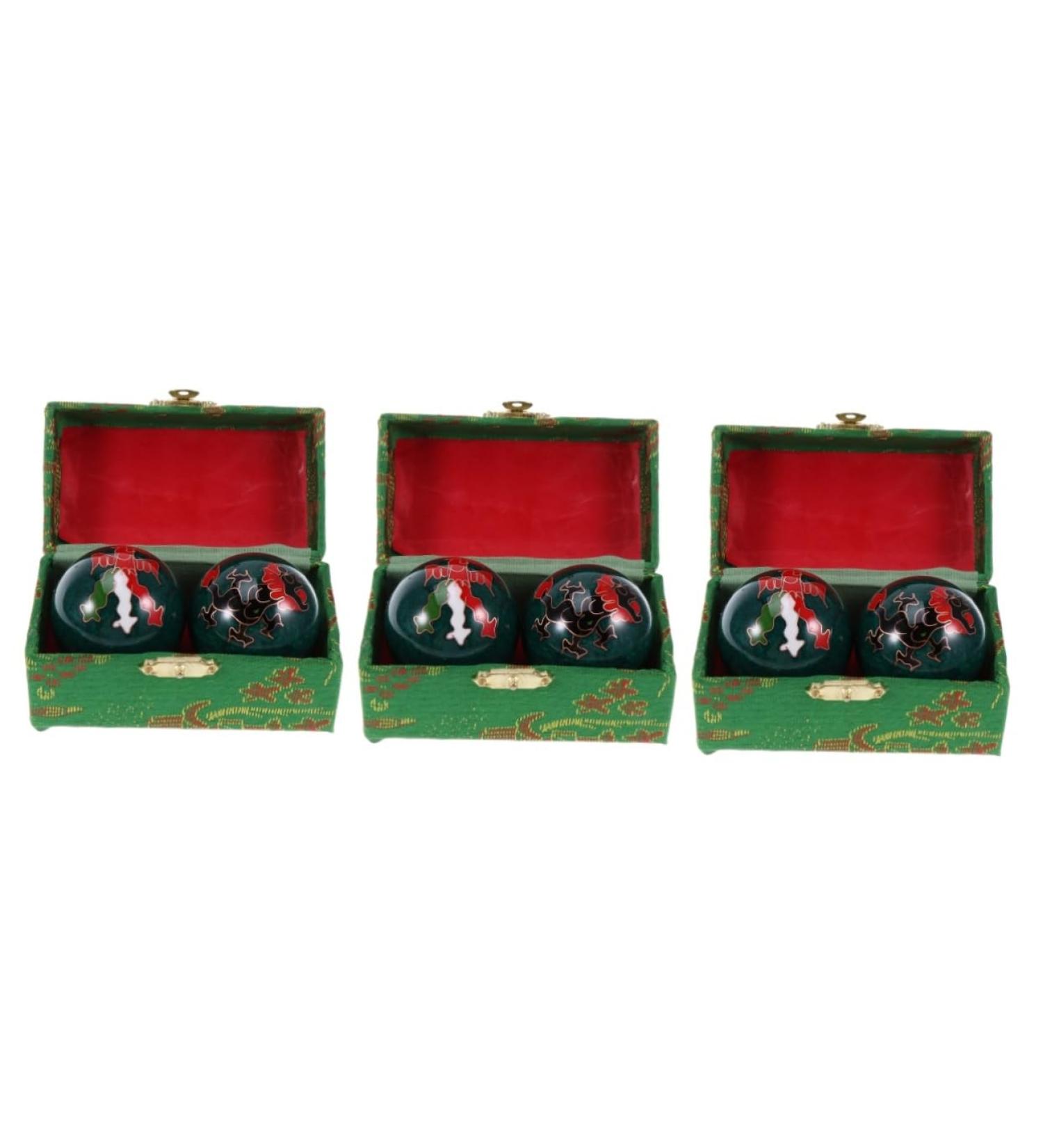 Beaupretty 3-St Health Balls | Gymnastics & Massage Tools | Stress Relief Handballs for Fitness | Cloisonne Chinese Design - Buy Online on GoSupps.com