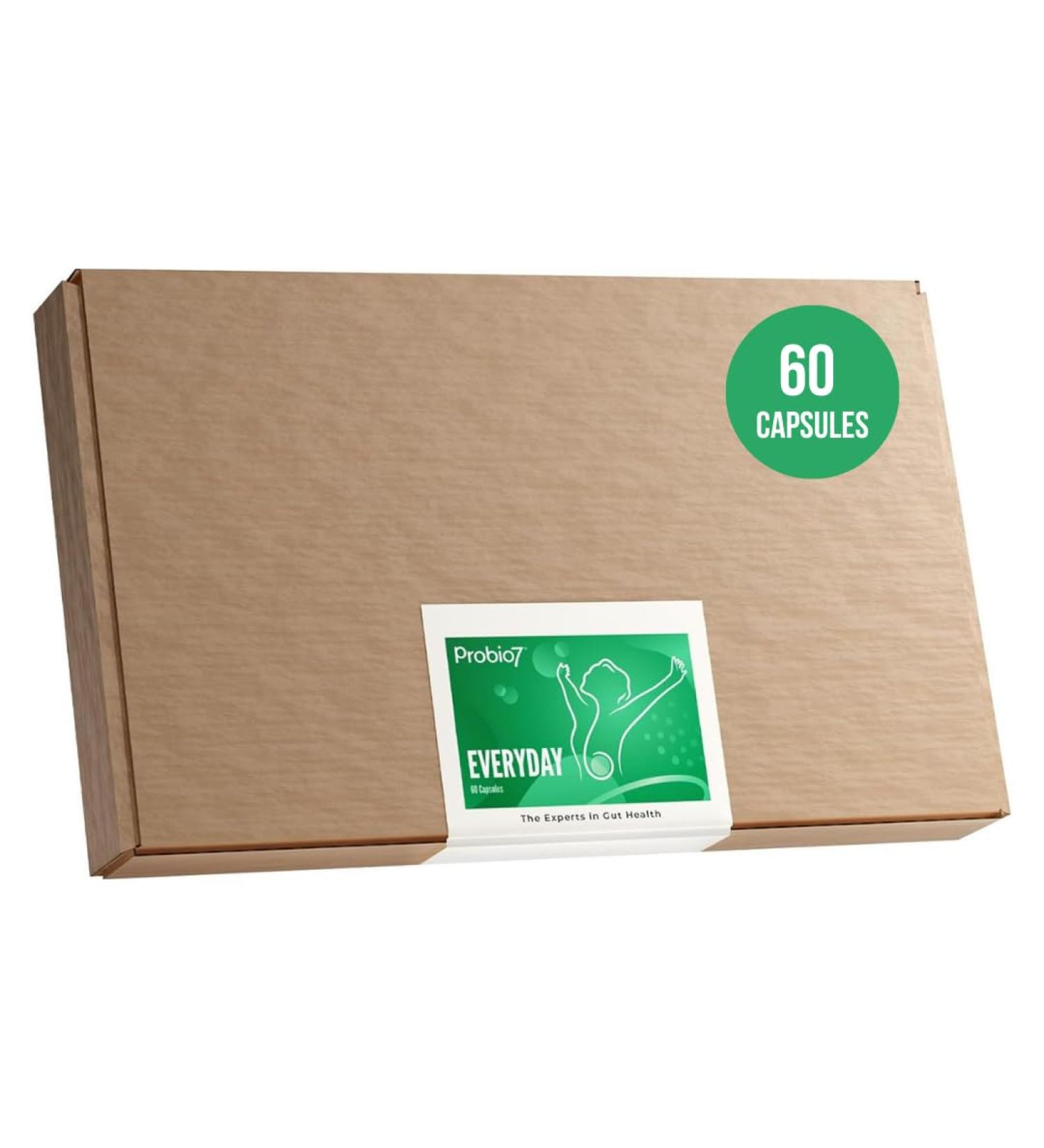 Probio7 Everyday Probiotics | 7 Live Strains 4 Billion CFU | Natural Fibre | Gut Health Support - 60 Capsules - Buy Online on GoSupps.com
